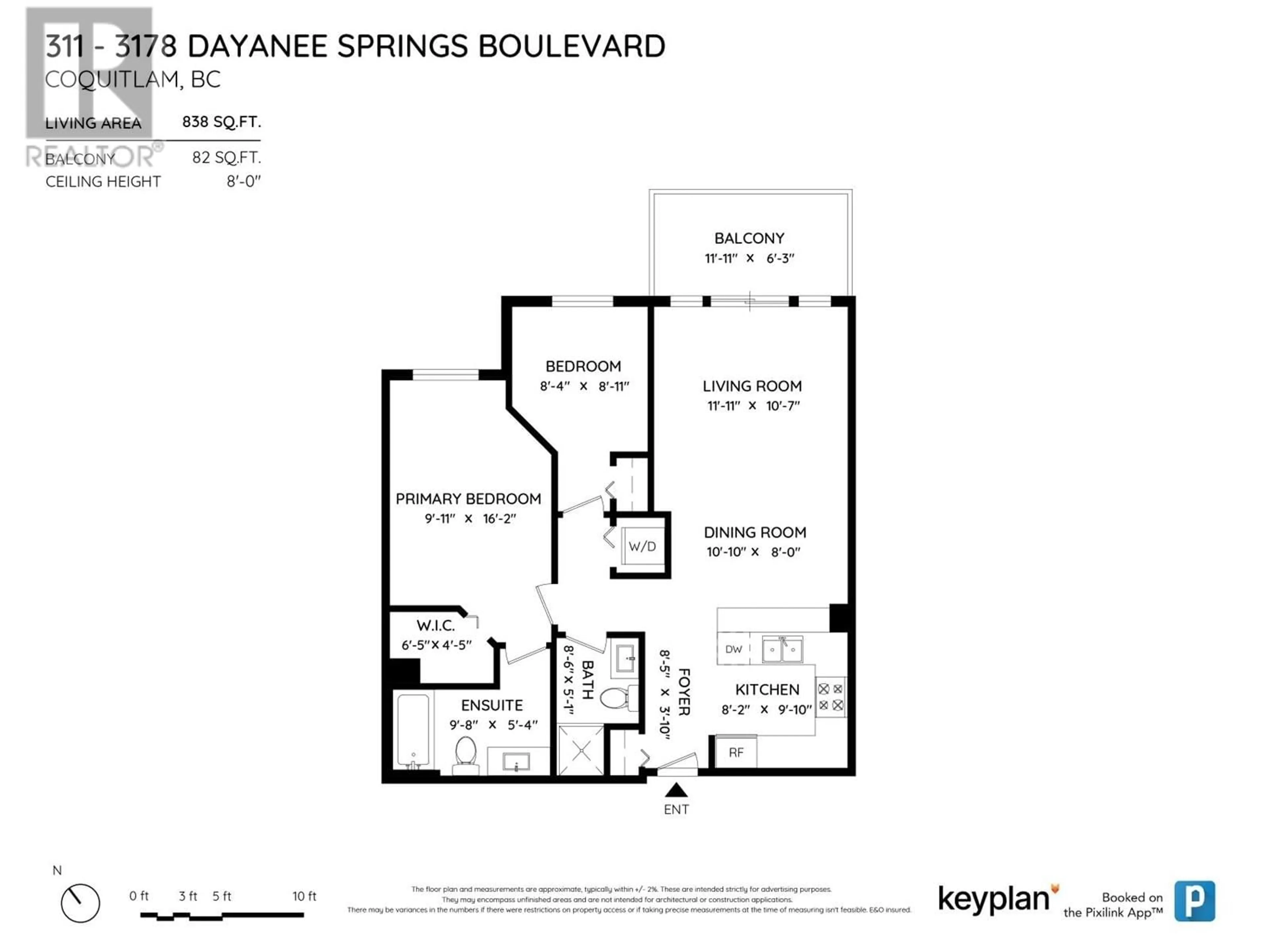 Floor plan for 311 3178 DAYANEE SPRINGS BOULEVARD, Coquitlam British Columbia V3E0B9