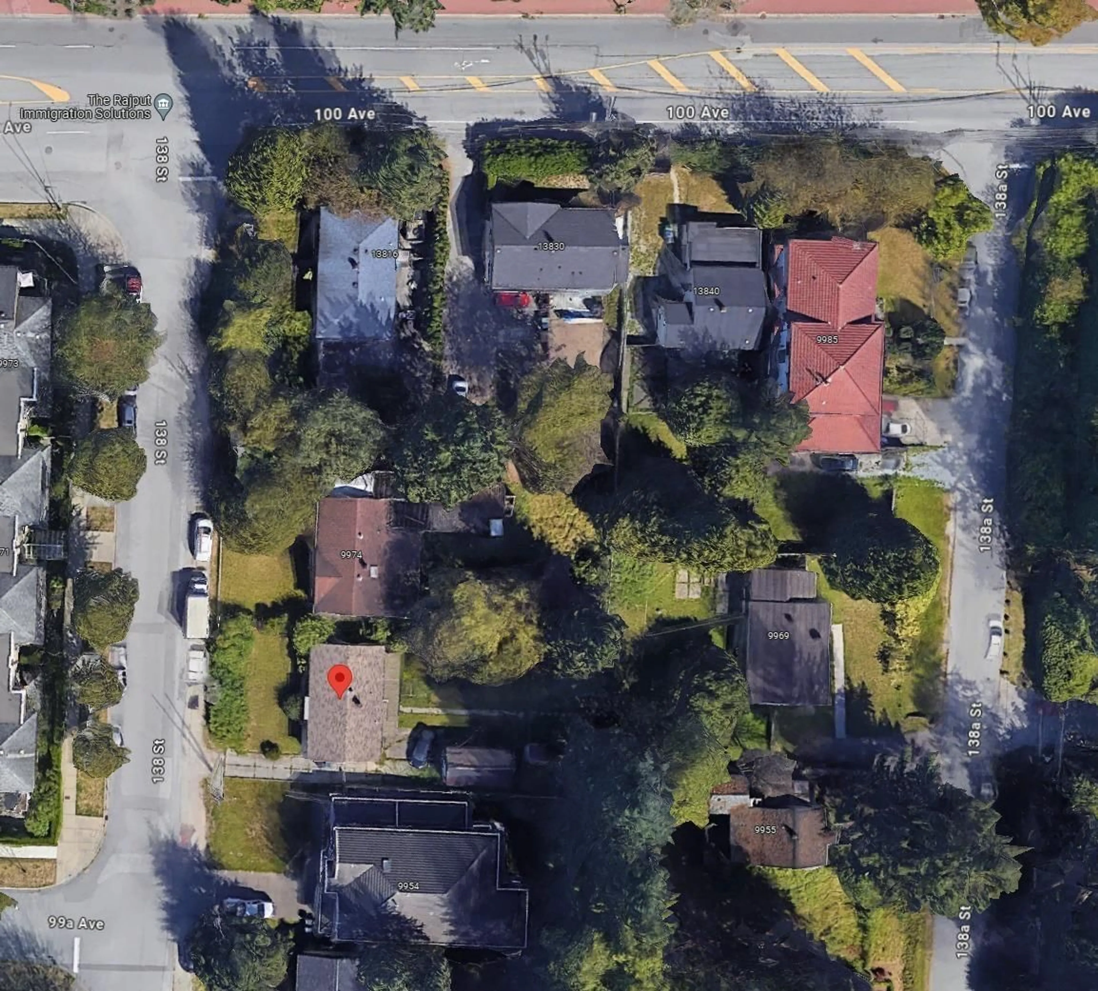 A pic from outside/outdoor area/front of a property/back of a property/a pic from drone, street for 9964 138 STREET, Surrey British Columbia V3T4K2