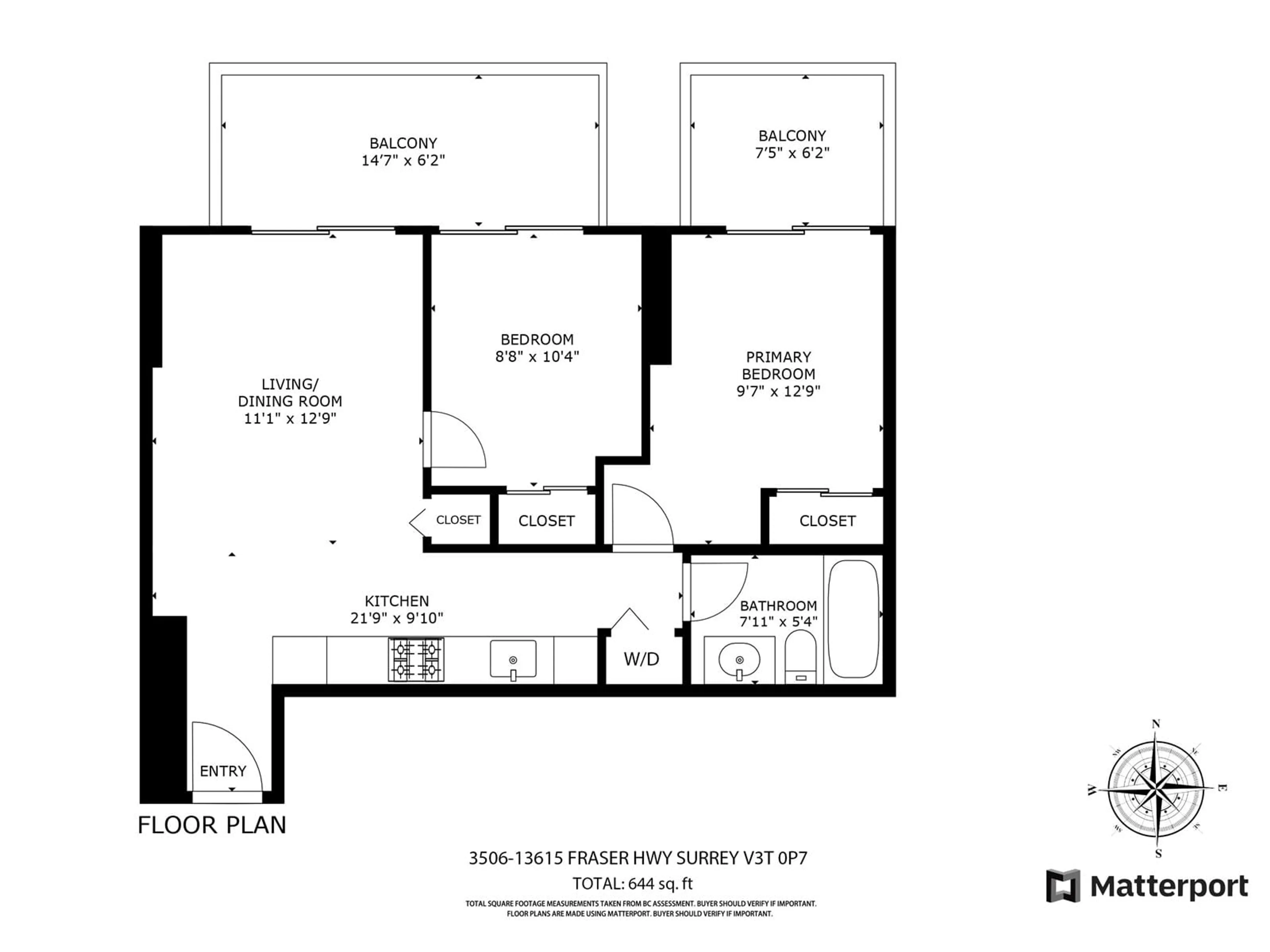 Floor plan for 3506 13615 FRASER HIGHWAY, Surrey British Columbia V3T0P7