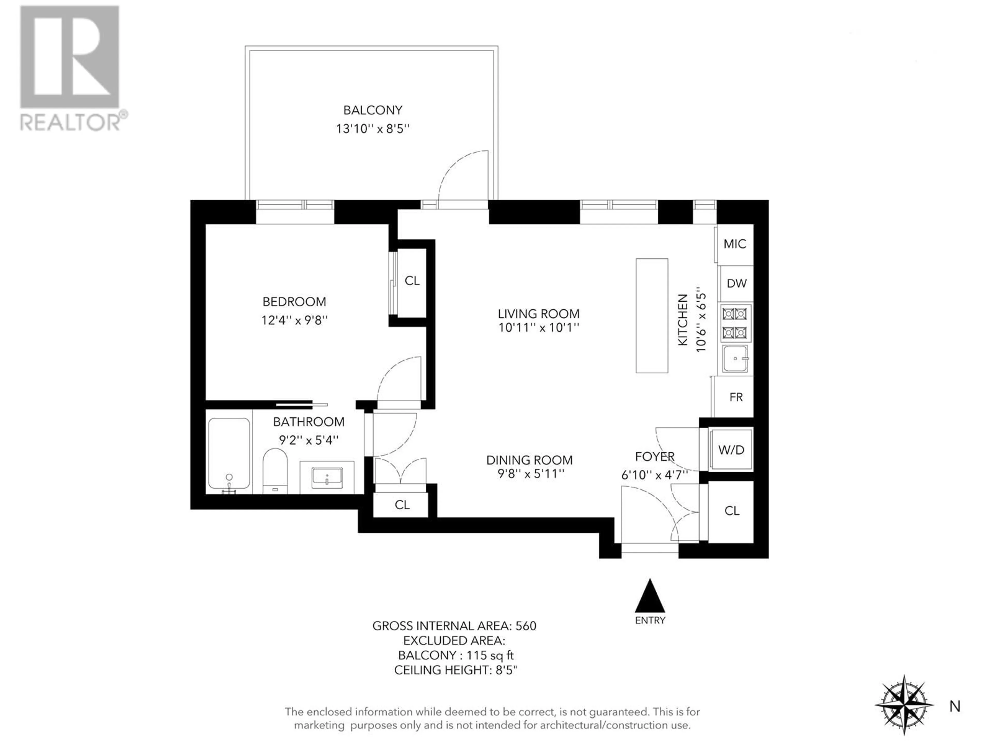 Floor plan for 1101 1365 DAVIE STREET, Vancouver British Columbia V6E1N5