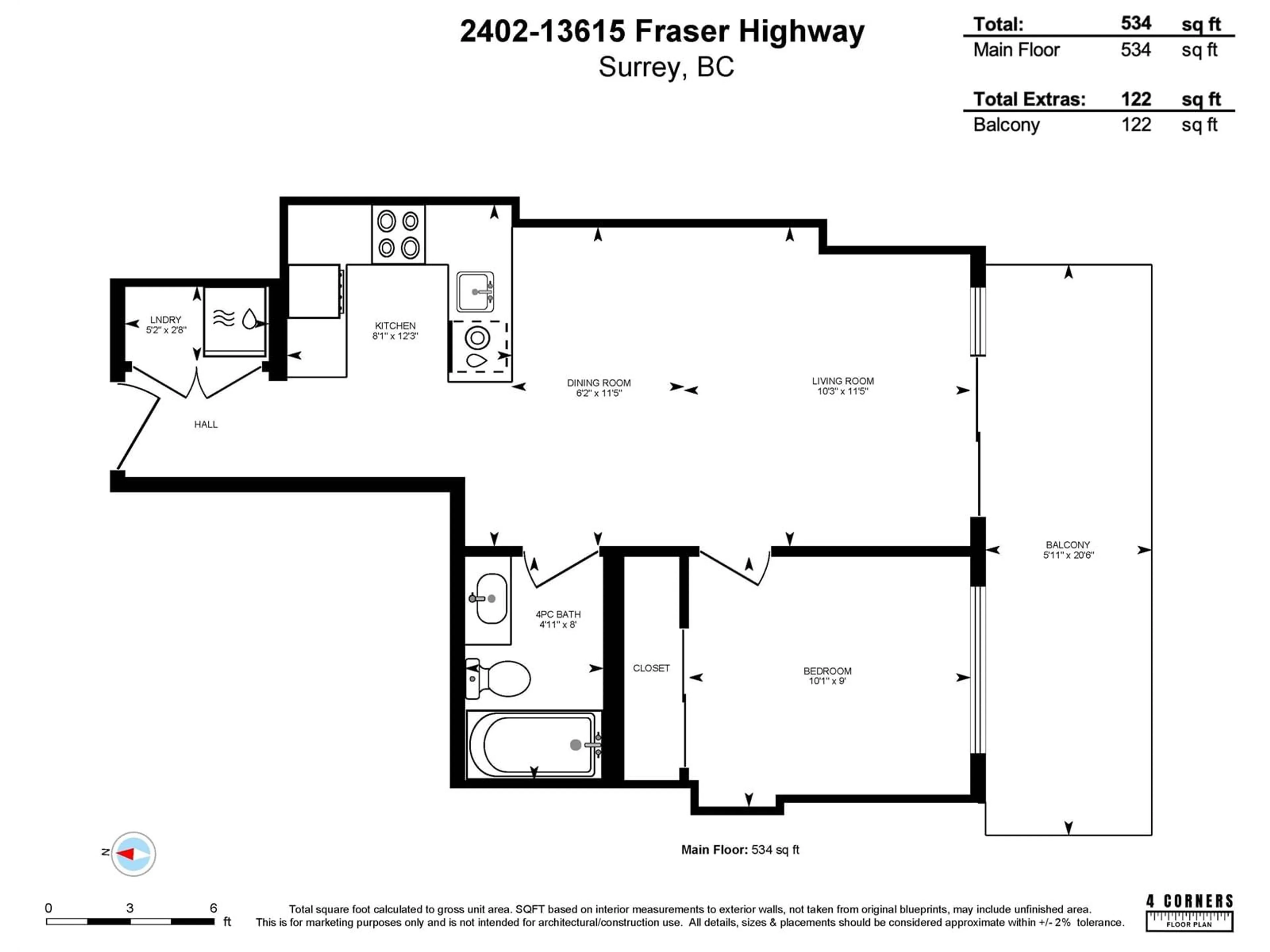 Floor plan for 2402 13615 FRASER HIGHWAY, Surrey British Columbia V3T0P7