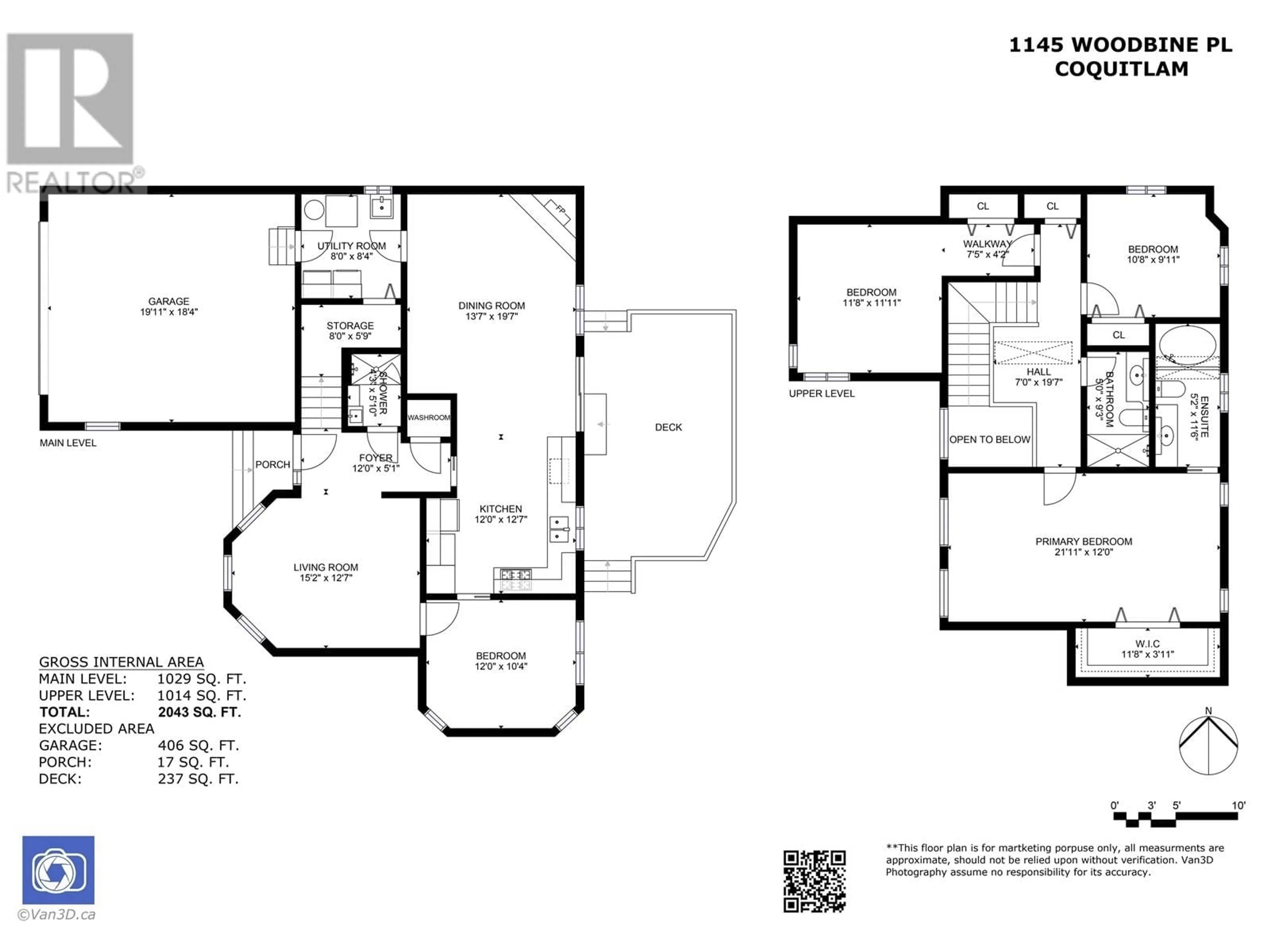 Floor plan for 1145 WOODBINE PLACE, Coquitlam British Columbia V3B7A1