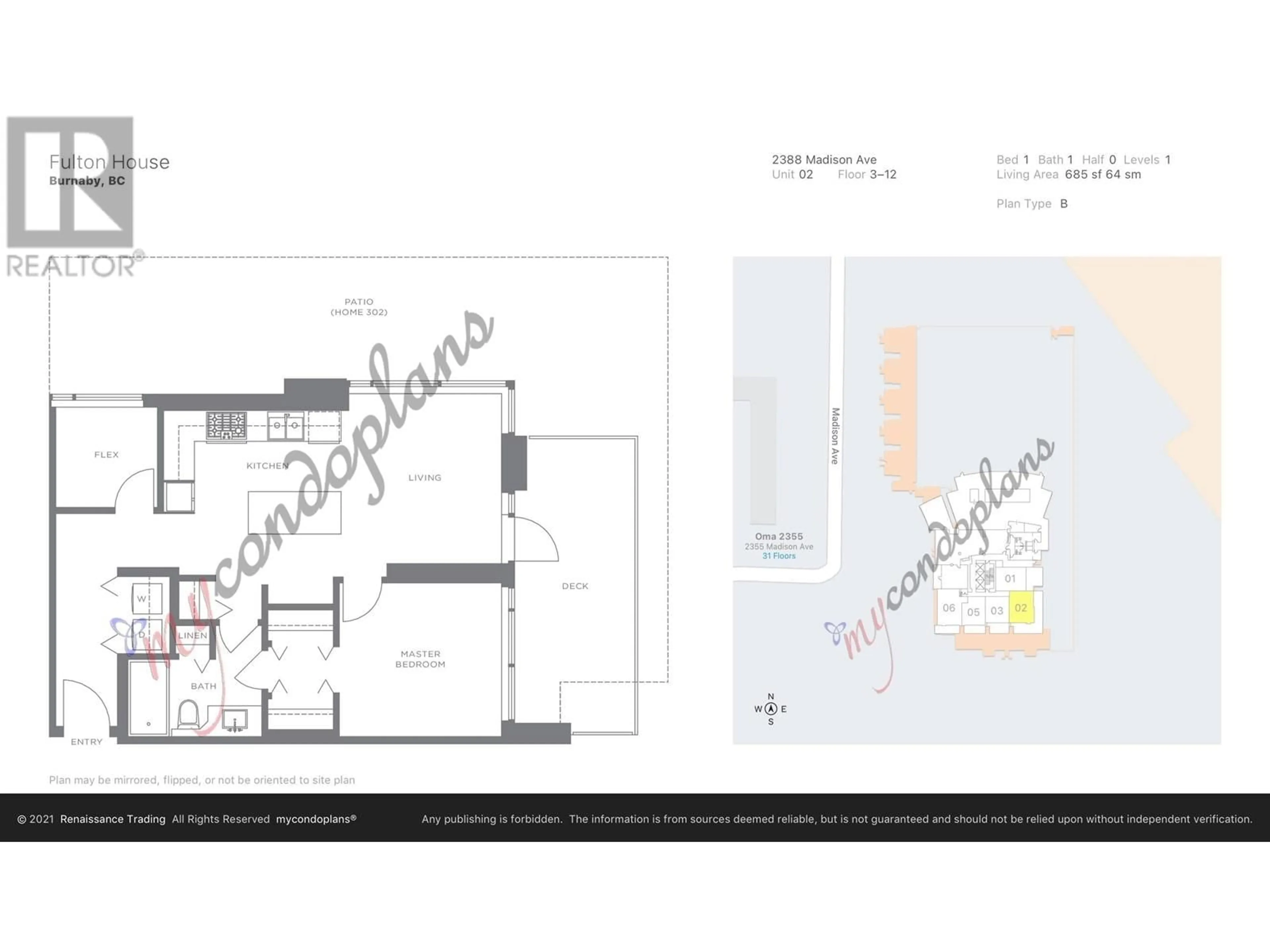 Floor plan for 702 - 2388 MADISON AVENUE, Burnaby British Columbia V5C0K8
