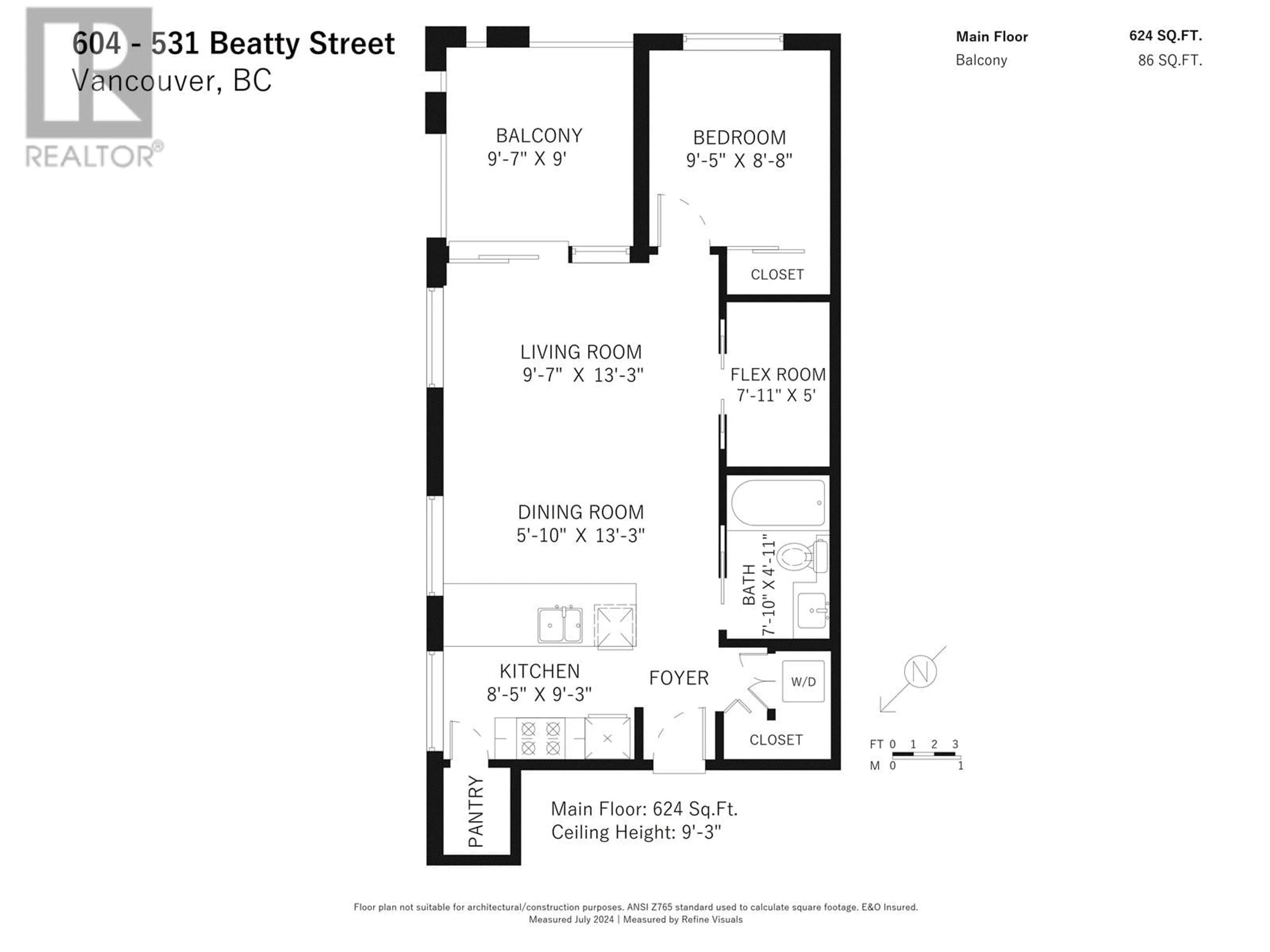 Floor plan for 604 531 BEATTY STREET, Vancouver British Columbia V6B0C5