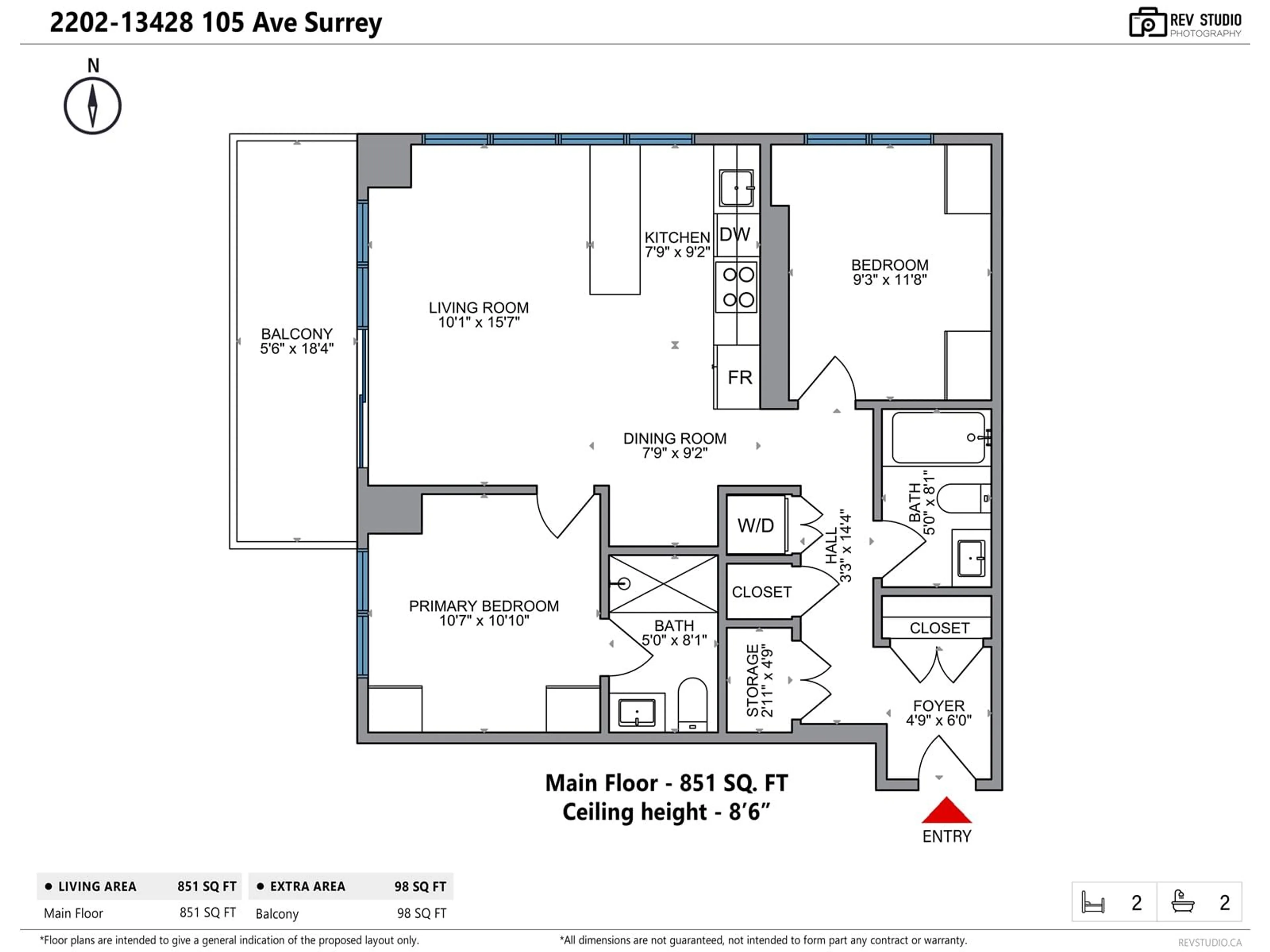 Floor plan for 2202 13428 105 AVENUE, Surrey British Columbia V3T0S6