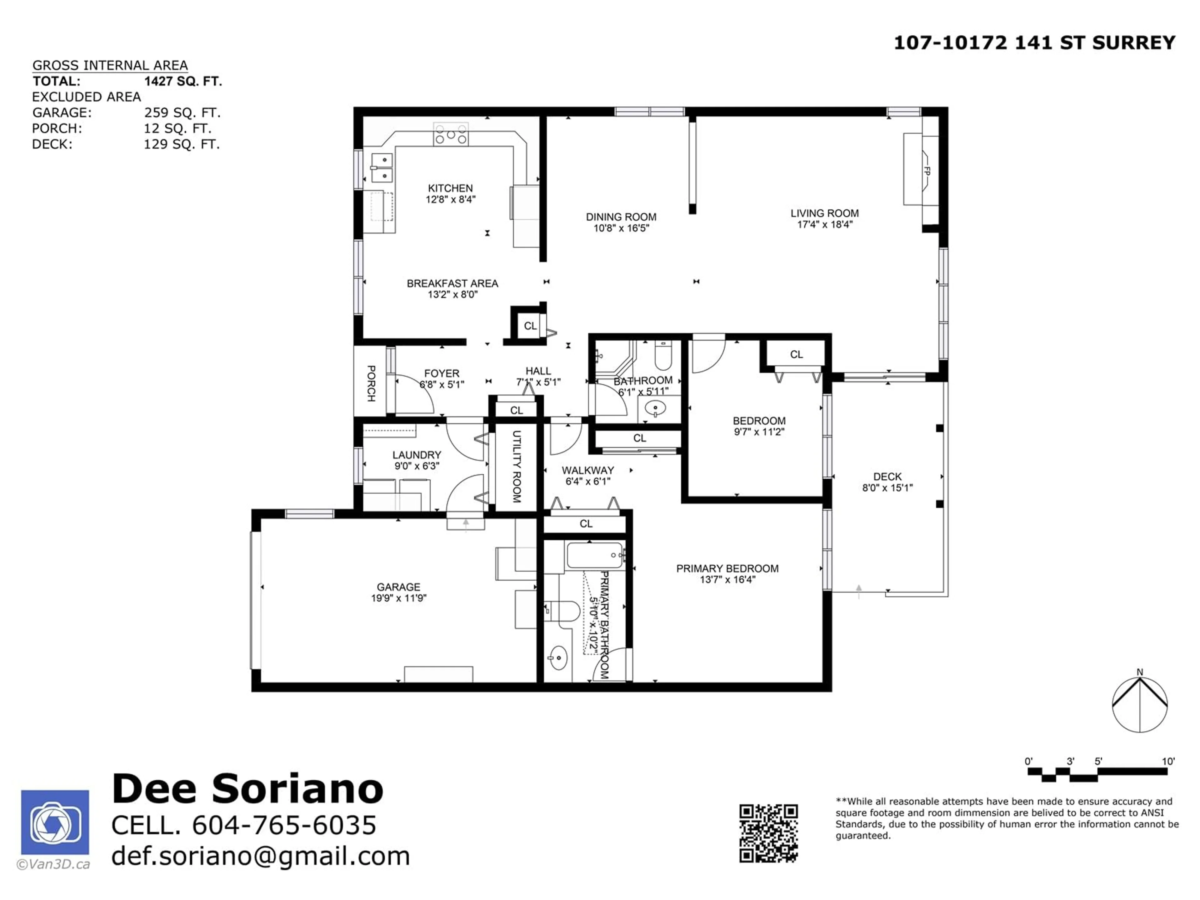 Floor plan for 107 10172 141 STREET, Surrey British Columbia V3T4P6