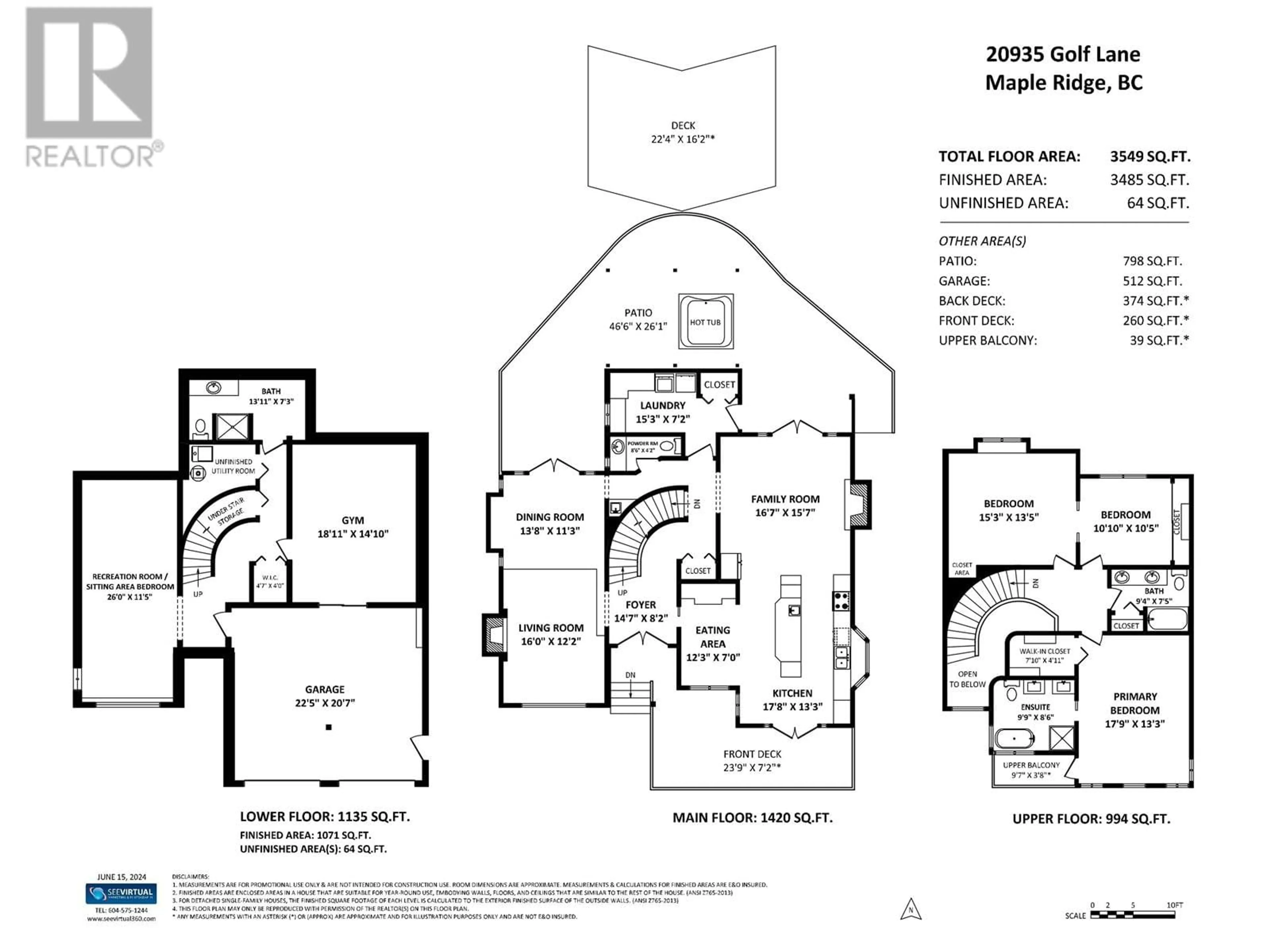 Floor plan for 20935 GOLF LANE, Maple Ridge British Columbia V2X3M5