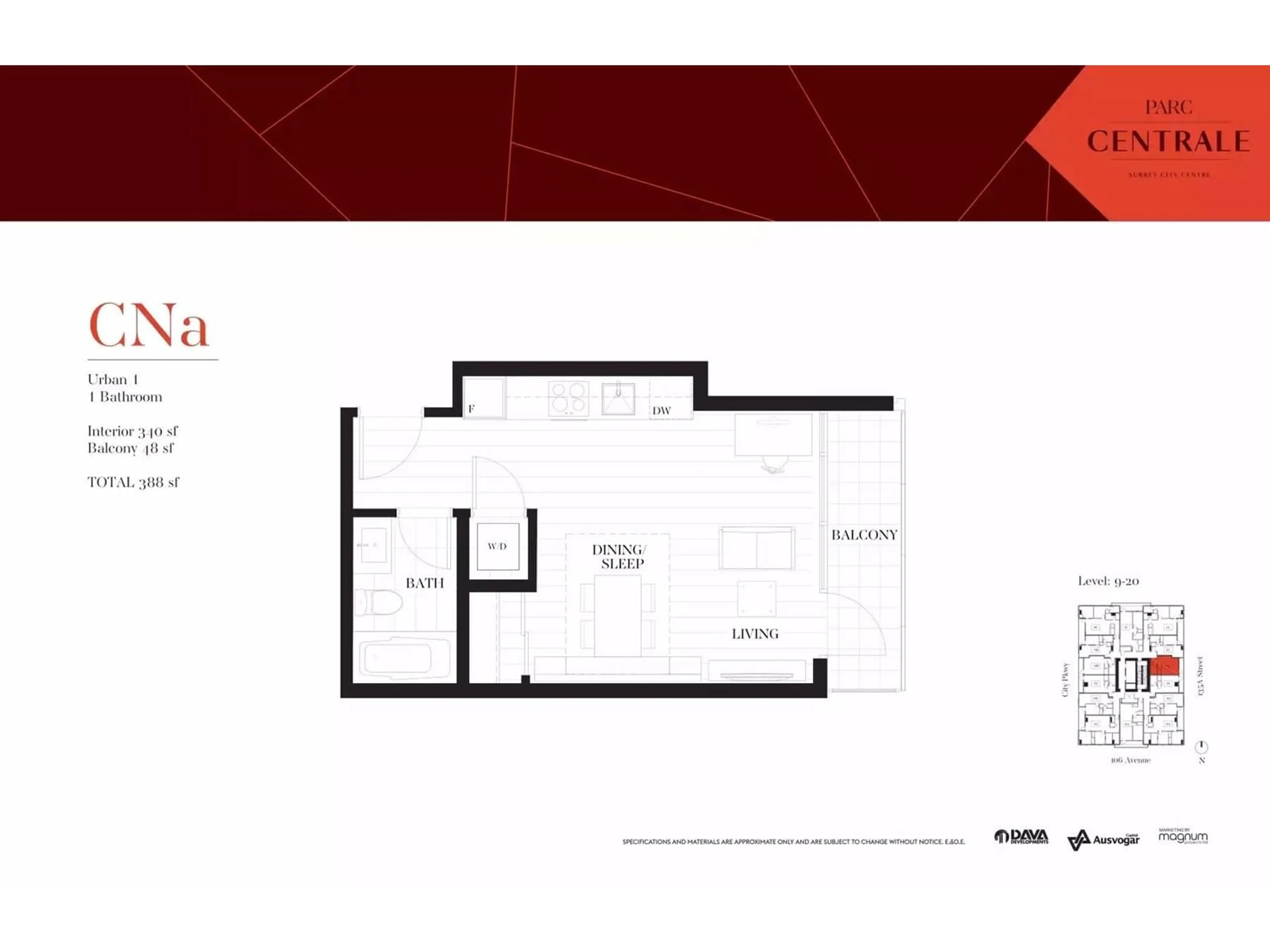 Floor plan for 1014 10626 CITY PARKWAY, Surrey British Columbia V3T0S3