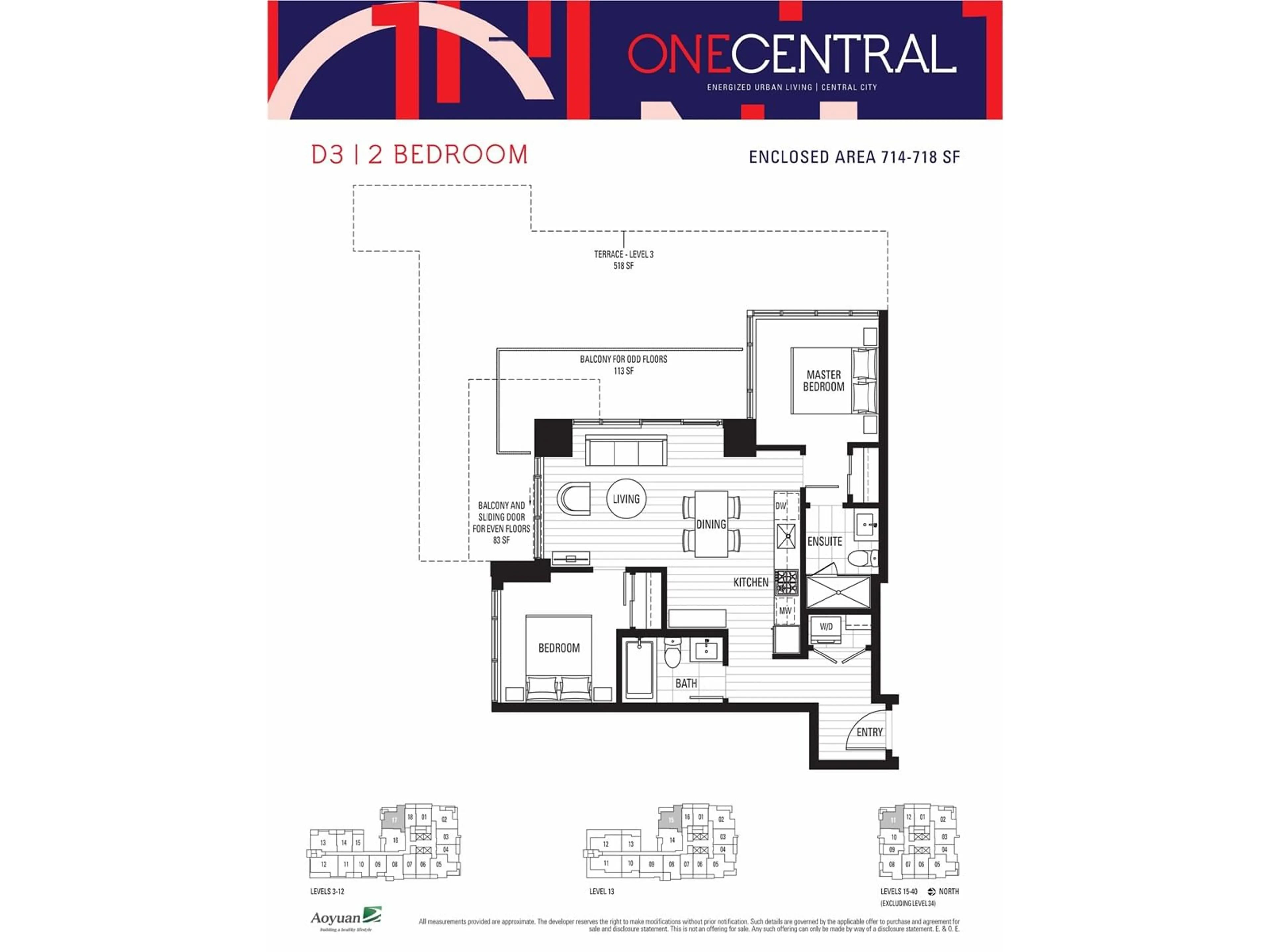 Floor plan for 2211 13350 CENTRAL AVENUE, Surrey British Columbia V3T0S1