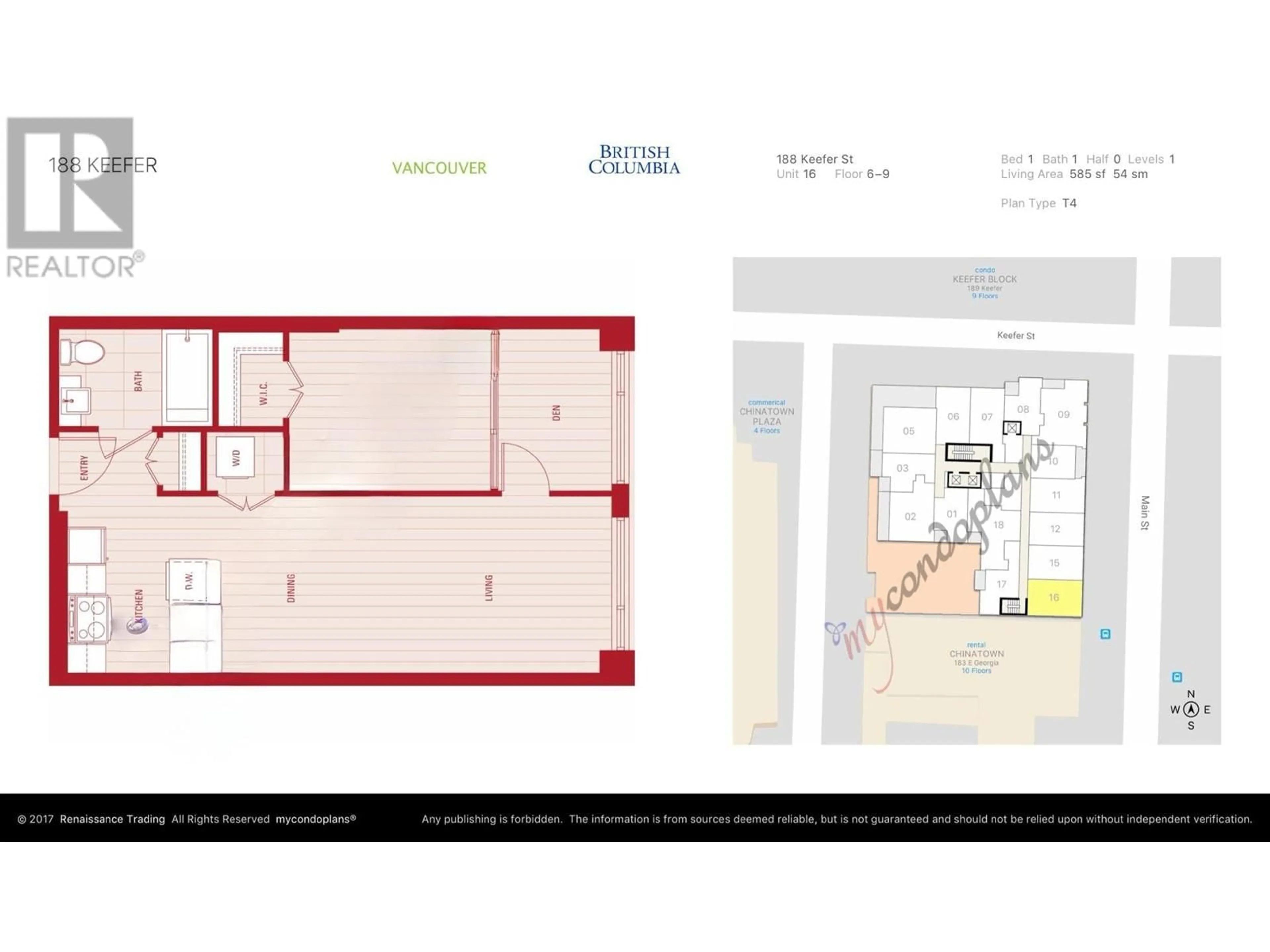 Floor plan for 816 - 188 KEEFER STREET, Vancouver British Columbia V6A0E3