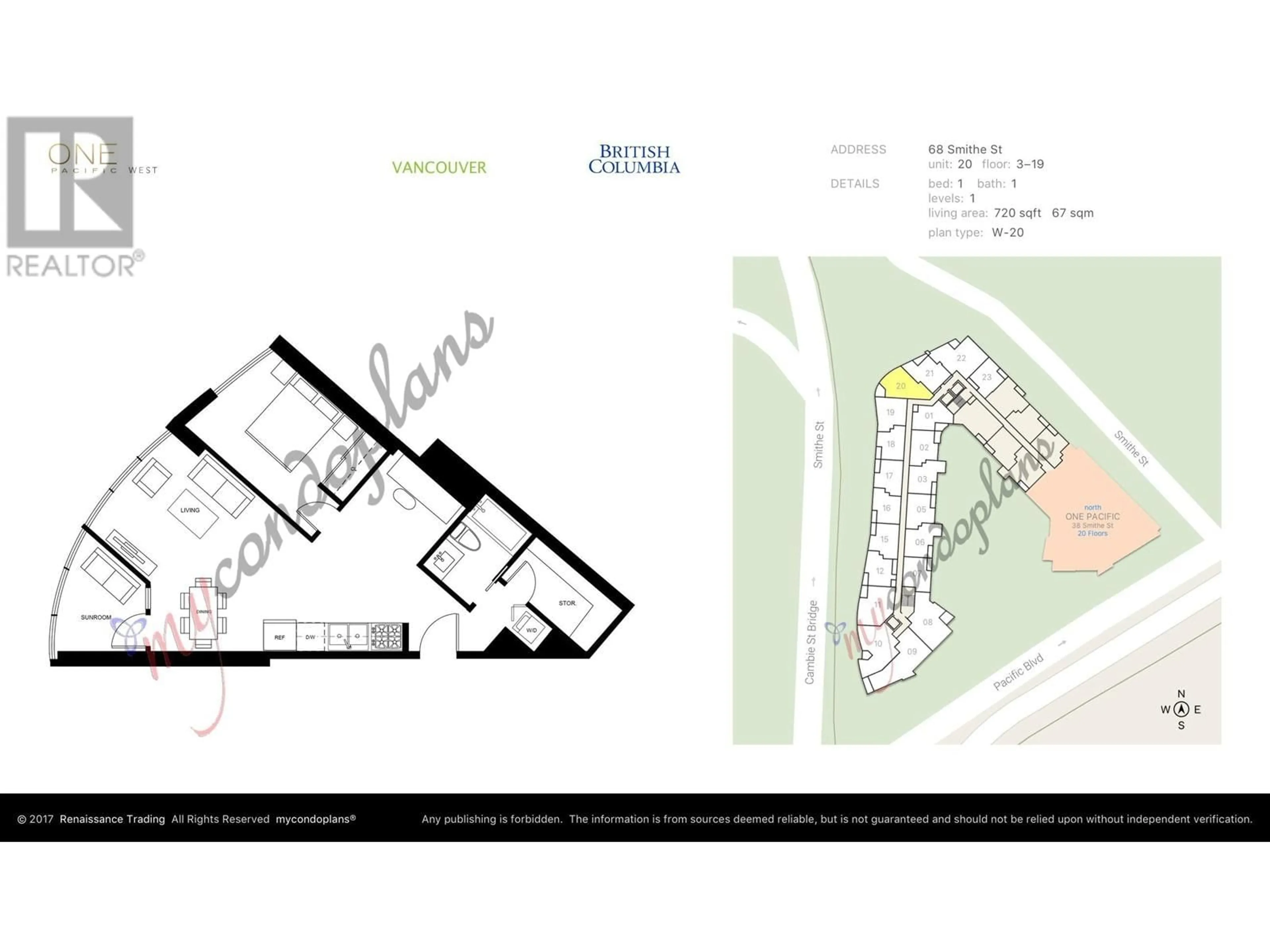 Floor plan for 620 68 SMITHE STREET, Vancouver British Columbia V6B0P4