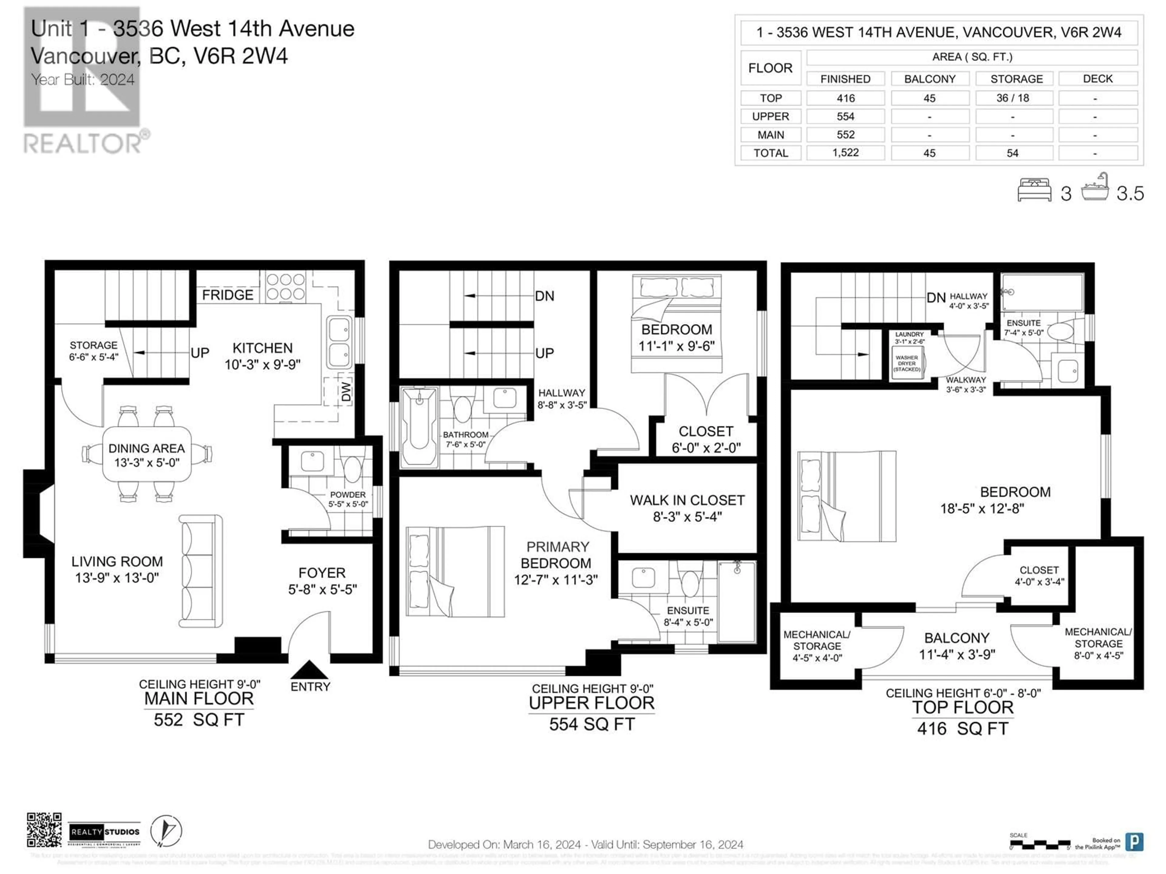 Floor plan for 1 3536 W 14TH AVENUE, Vancouver British Columbia V6R2W4