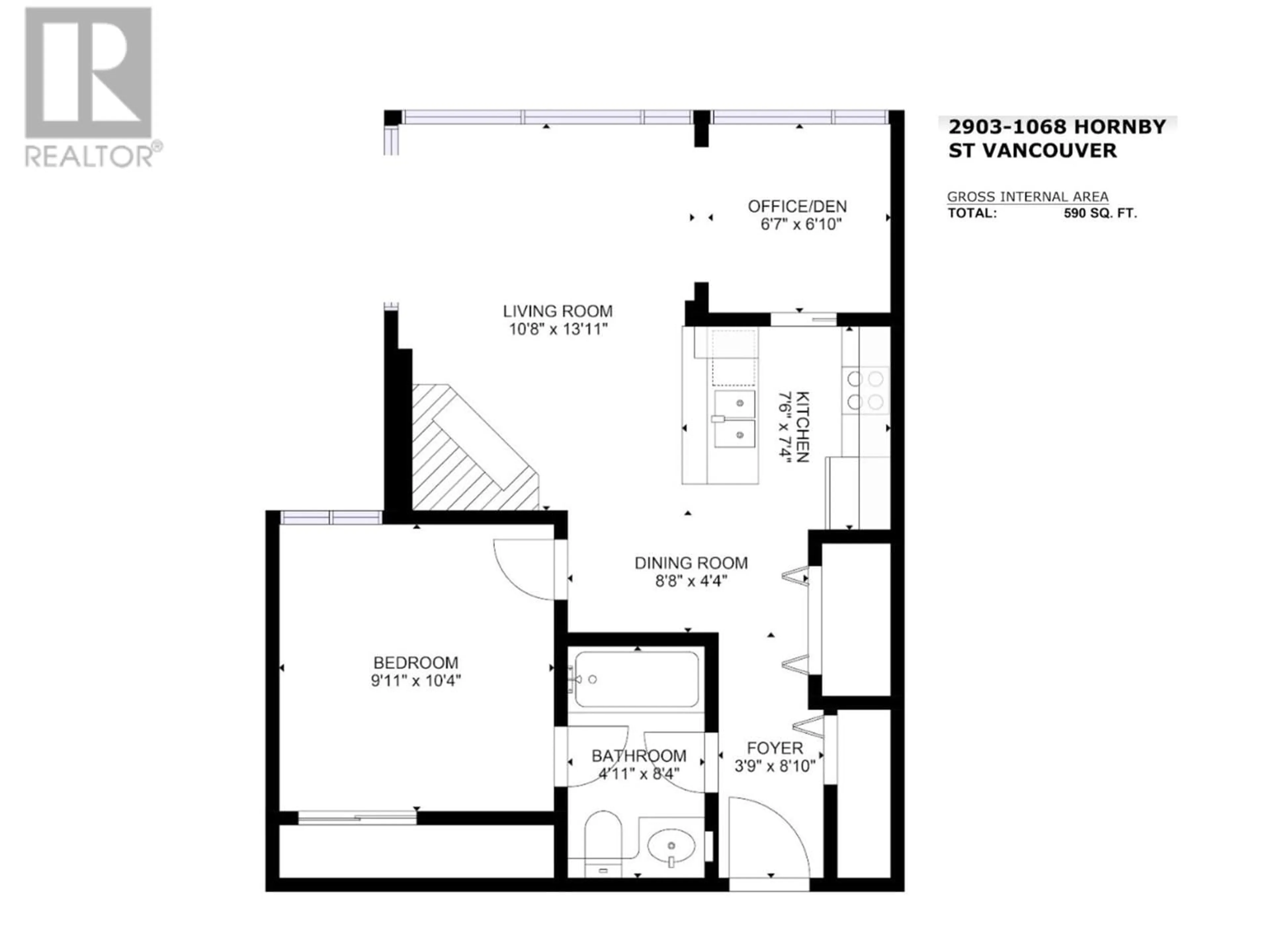 Floor plan for 2903 1068 HORNBY STREET, Vancouver British Columbia V6Z2Y7