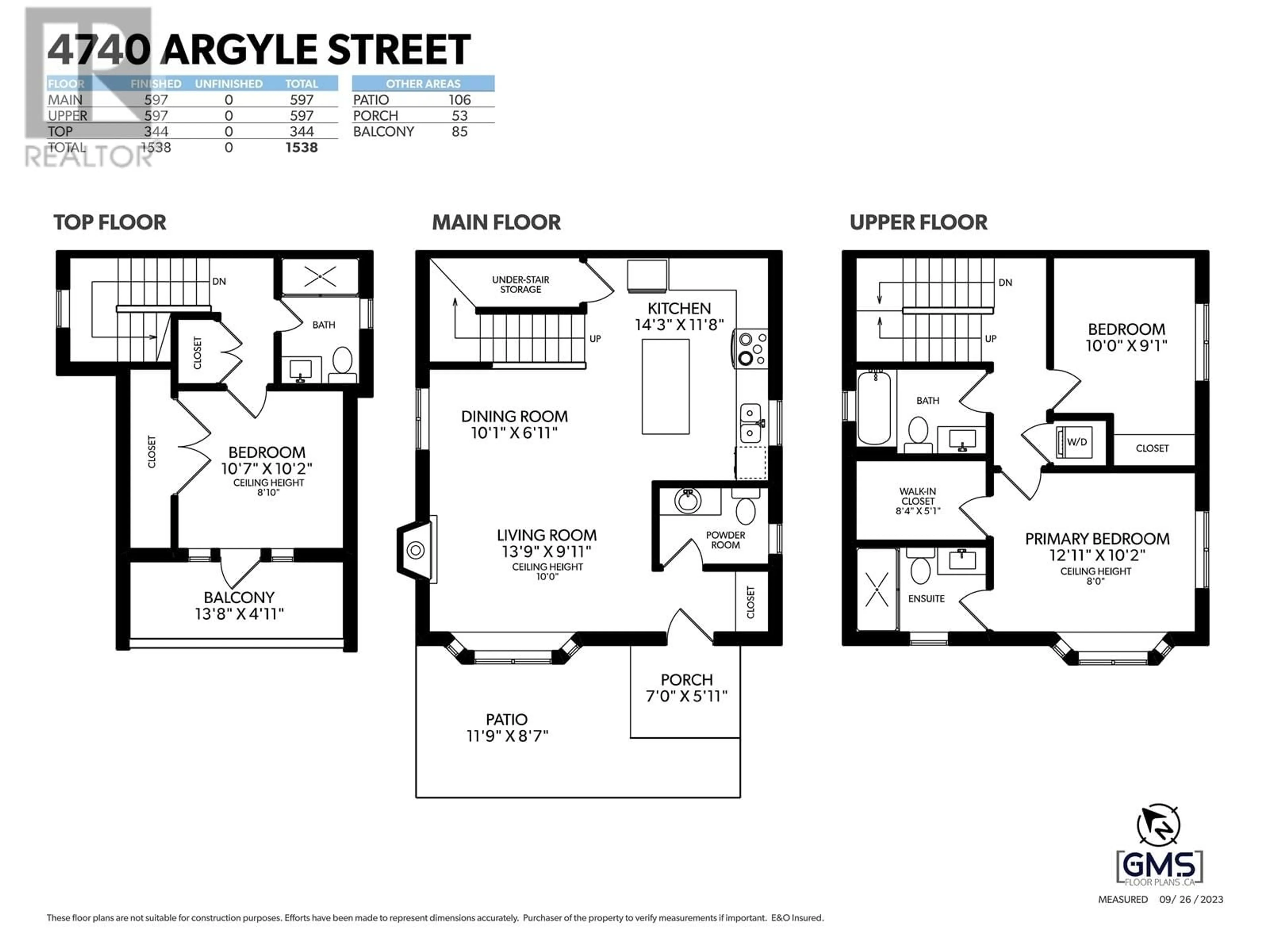 Floor plan for 4740 ARGYLE STREET, Vancouver British Columbia V5N3X8