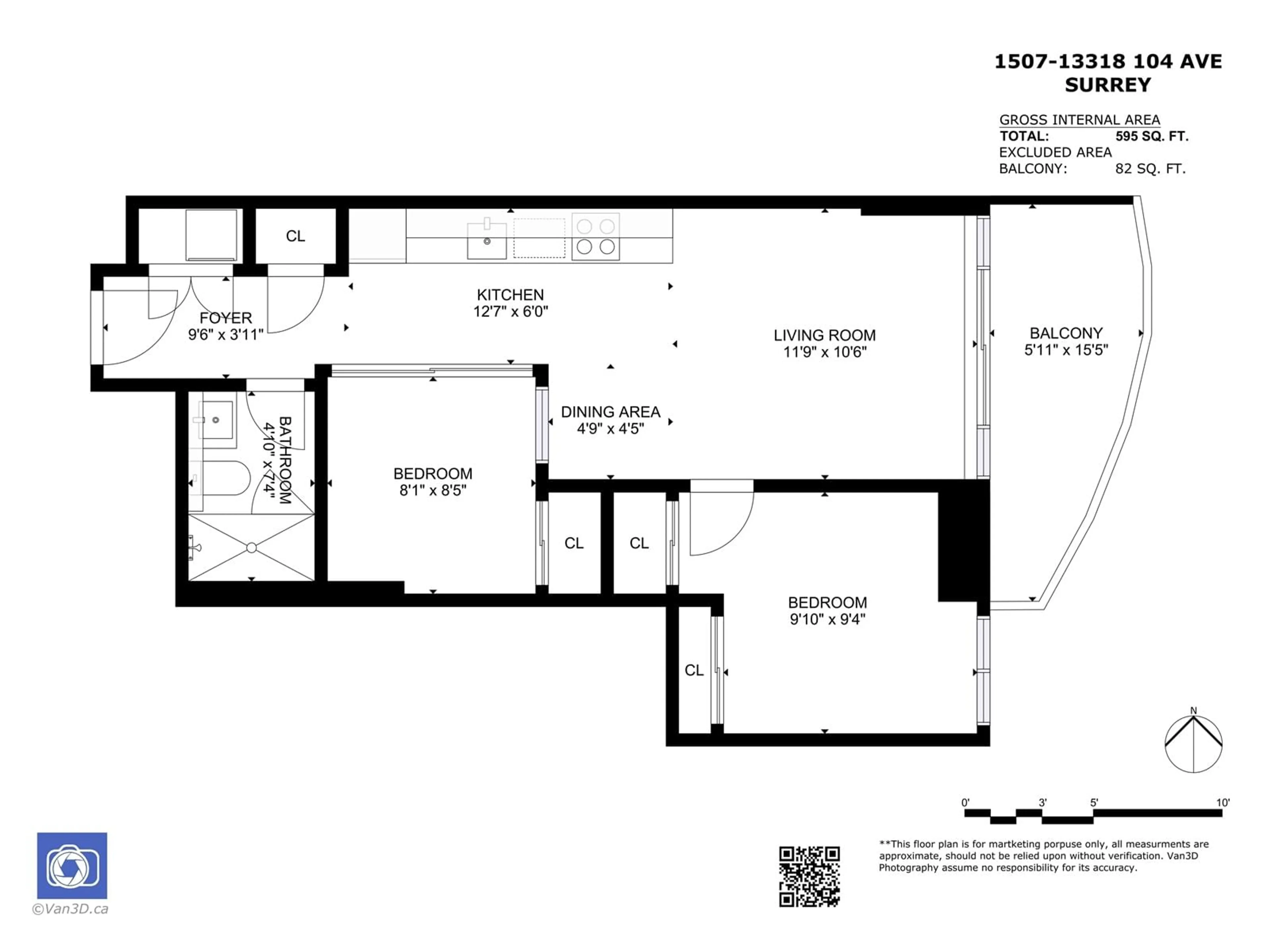 Floor plan for 1507 13318 104 AVENUE, Surrey British Columbia V3T0R2