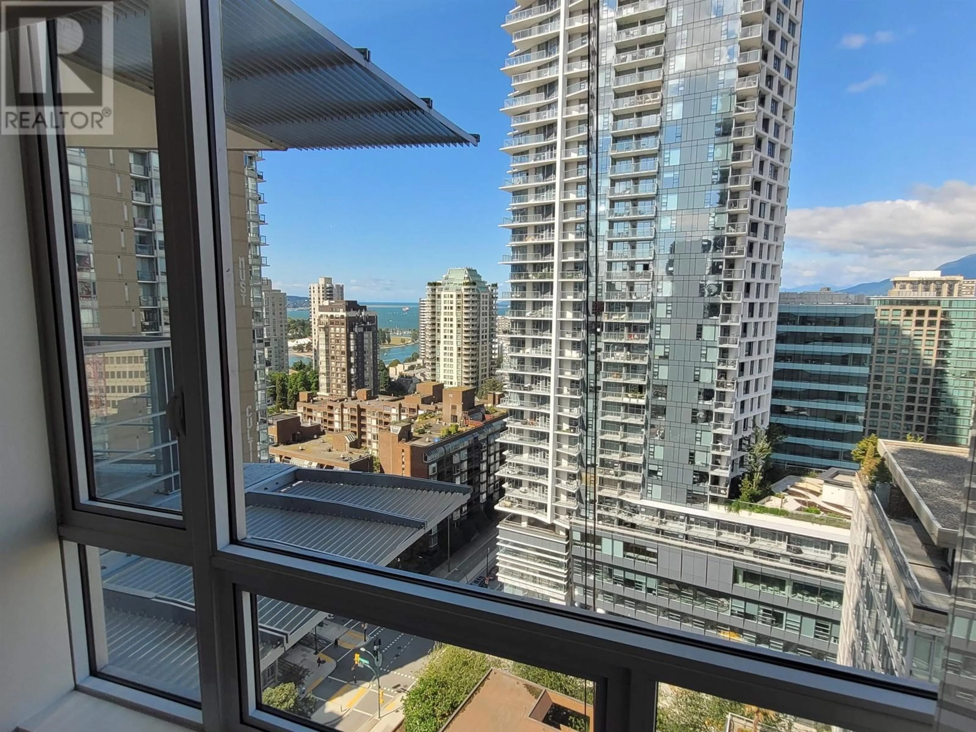 Balcony in the apartment, city buildings view from balcony for 2501 - 1283 HOWE STREET, Vancouver British Columbia V6Z0E3