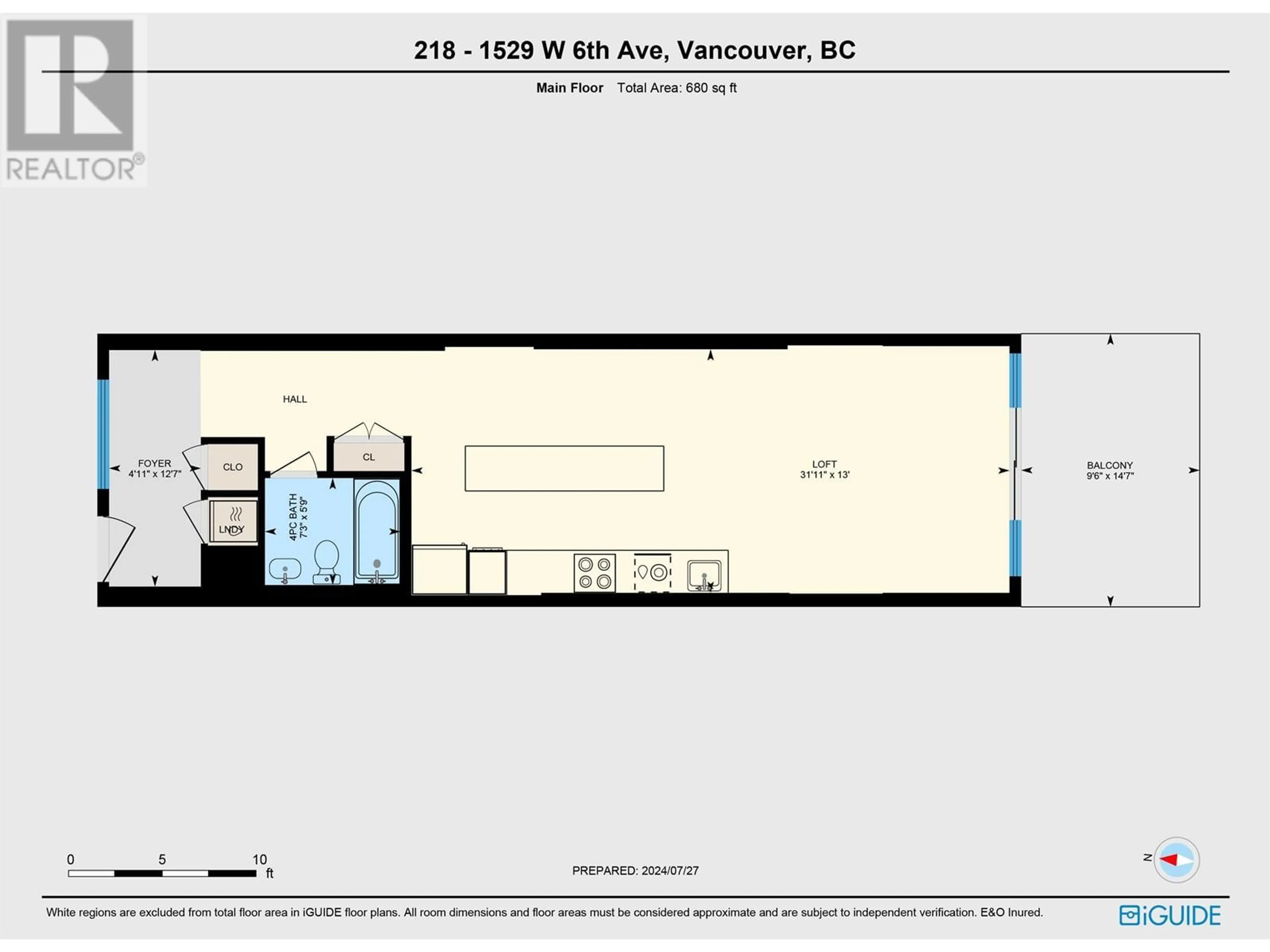 Floor plan for 218 1529 W 6 AVENUE, Vancouver British Columbia V6J1R1