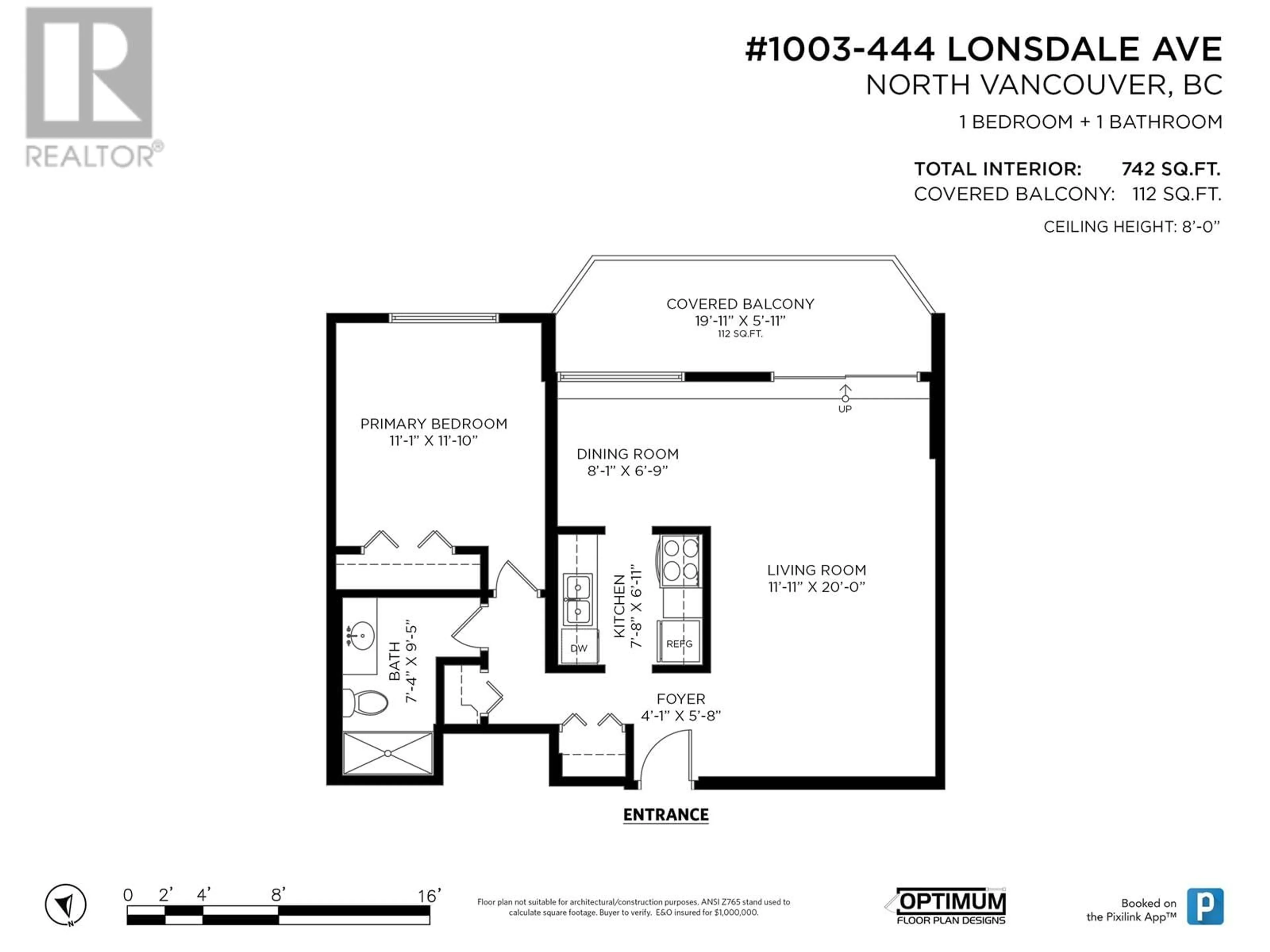 Floor plan for 1003 444 LONSDALE AVENUE, North Vancouver British Columbia V7M3H5