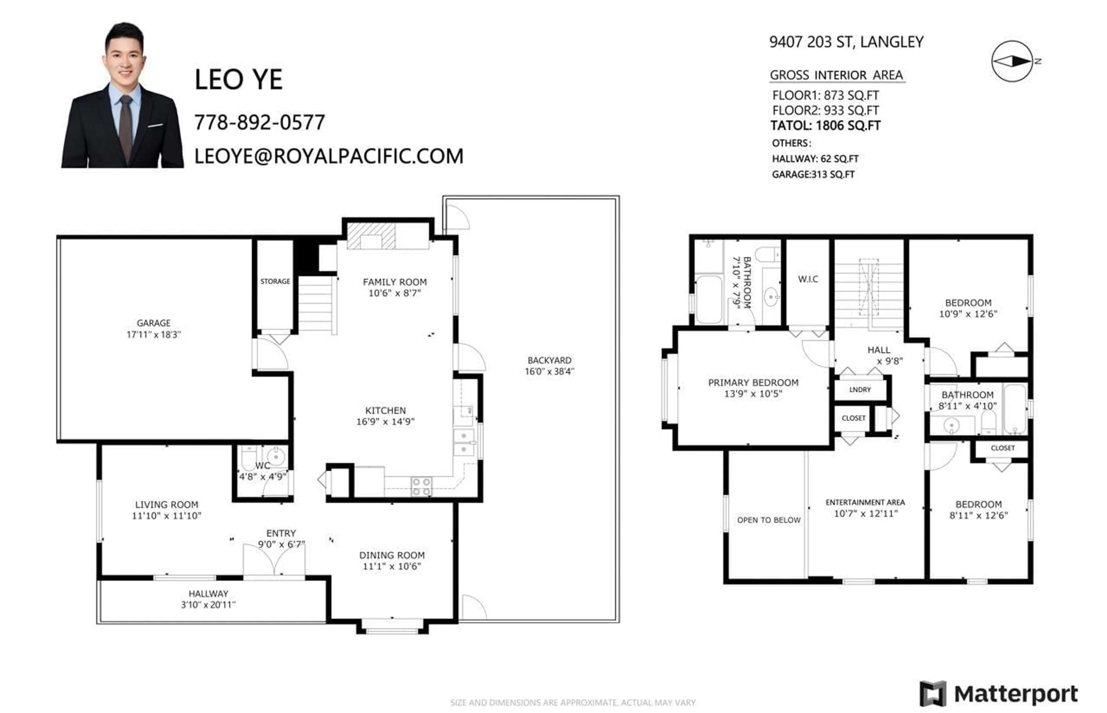 Floor plan for 9407 203 STREET, Langley British Columbia V1M3Y8