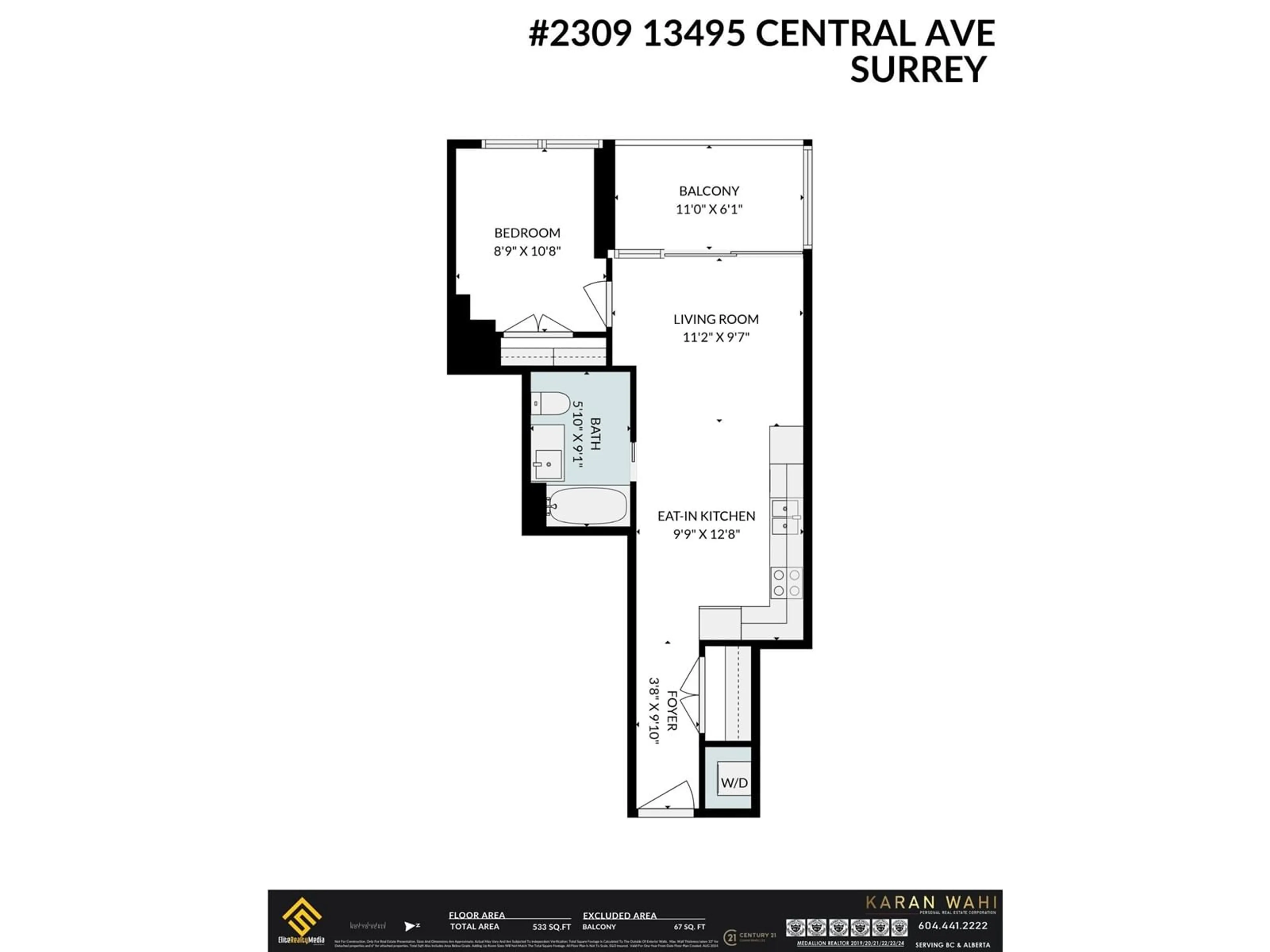 Floor plan for 2309 13495 CENTRAL AVENUE, Surrey British Columbia V3T0K2