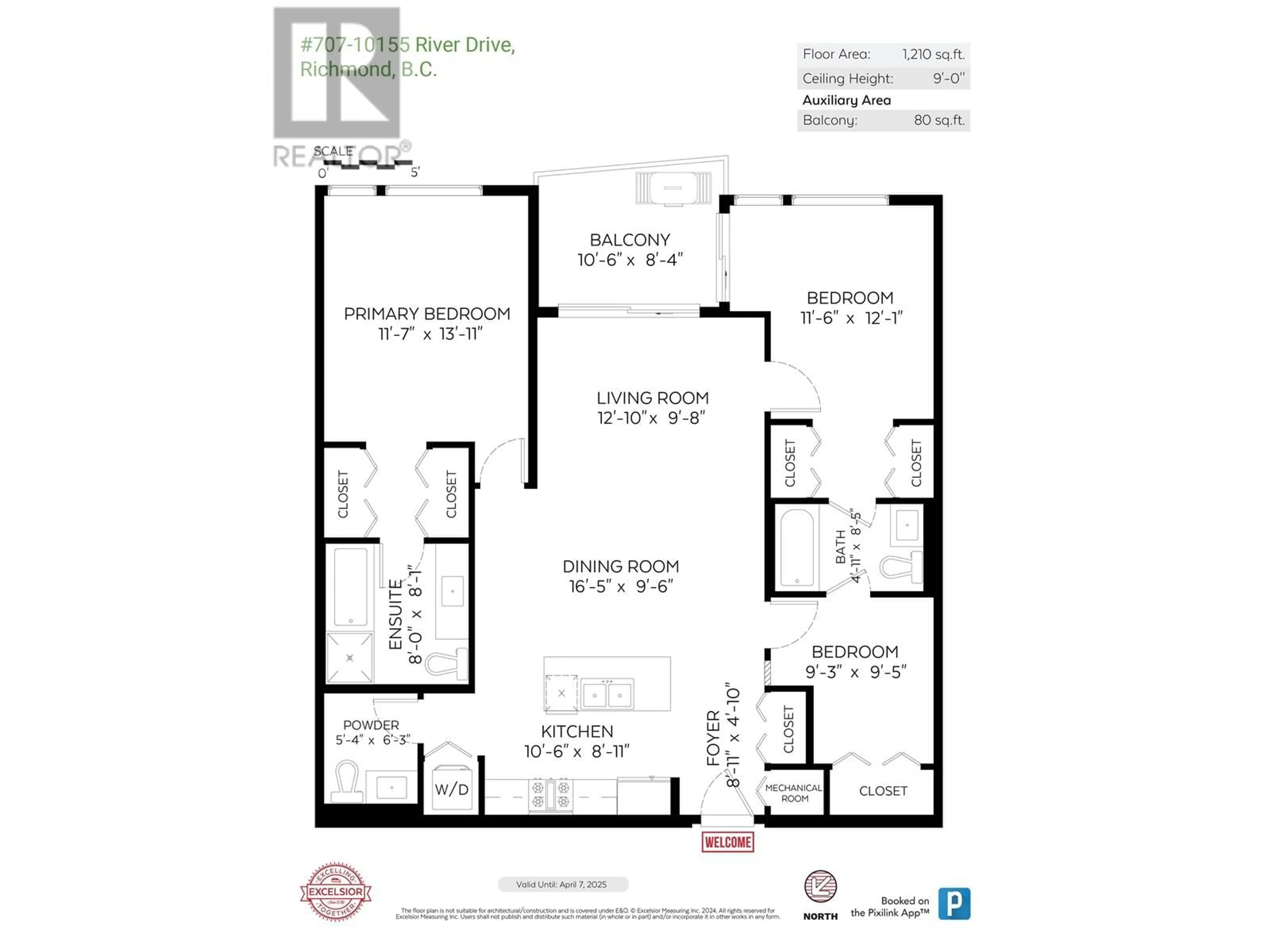 Floor plan for 707 10155 RIVER DRIVE, Richmond British Columbia V6X0L3