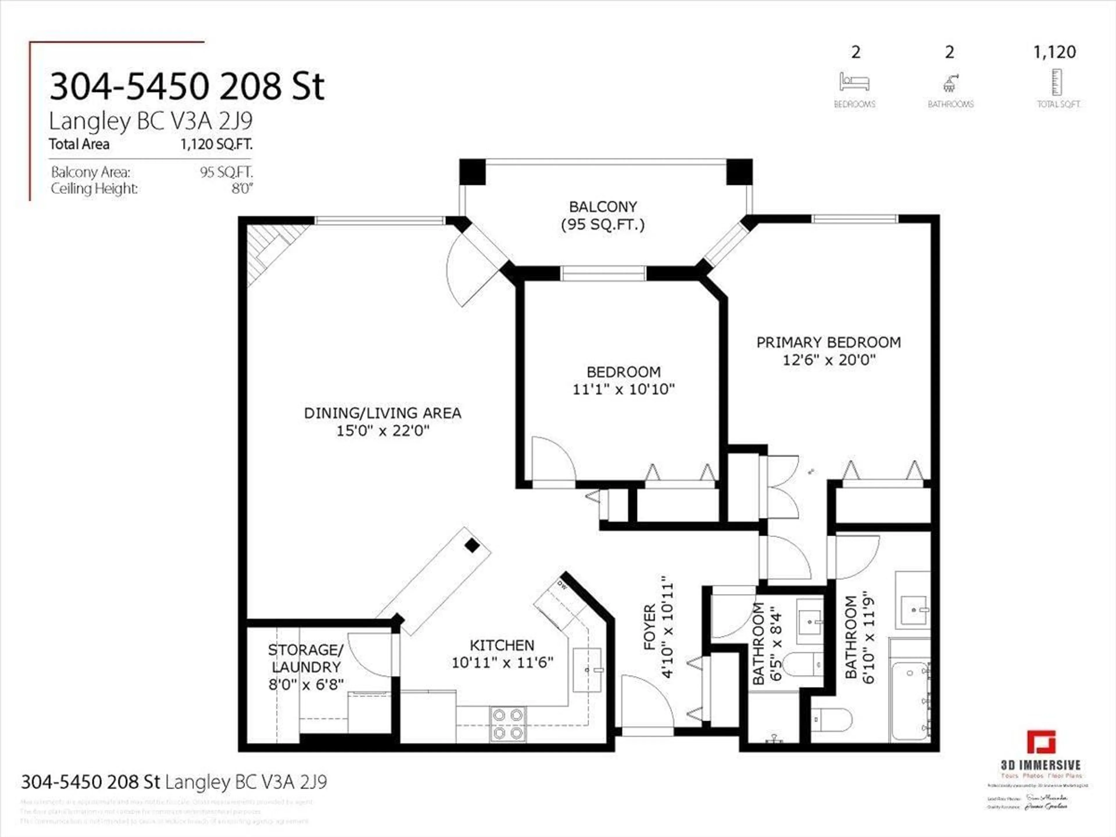 Floor plan for 304 5450 208 STREET, Langley British Columbia V3A2J9