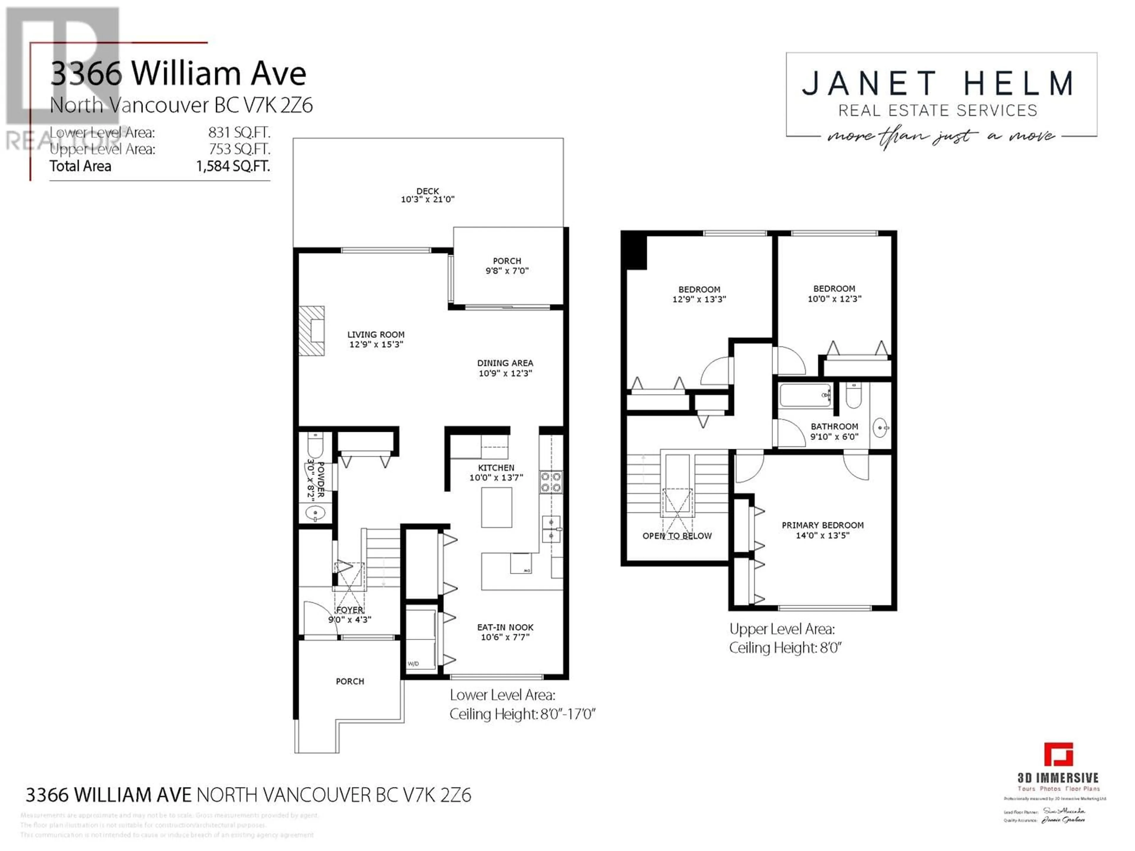 Floor plan for 3366 WILLIAM AVENUE, North Vancouver British Columbia V7K2Z6