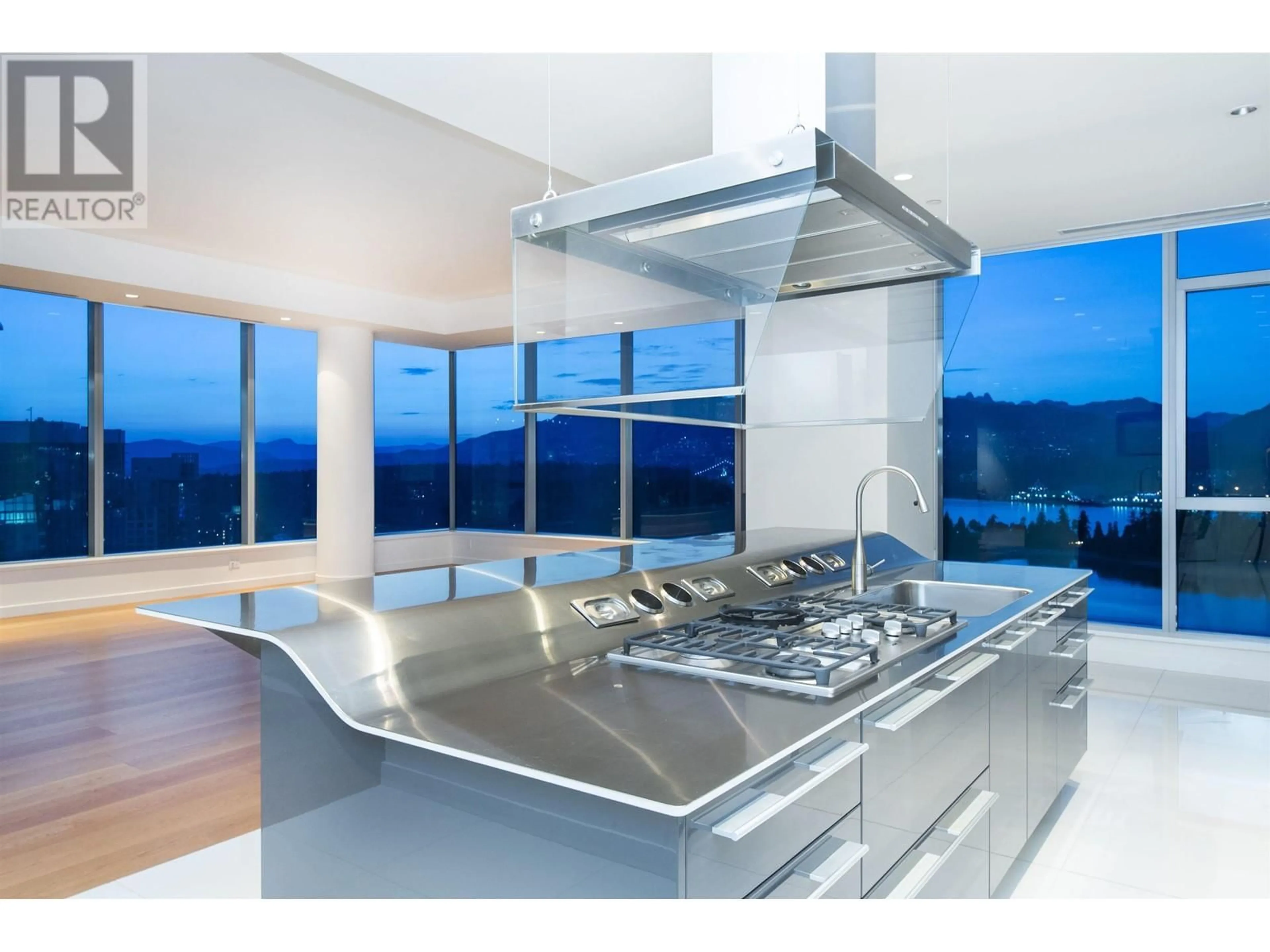 Contemporary kitchen, ceramic floors, mountain for 2601 277 THURLOW STREET, Vancouver British Columbia V6C0C1