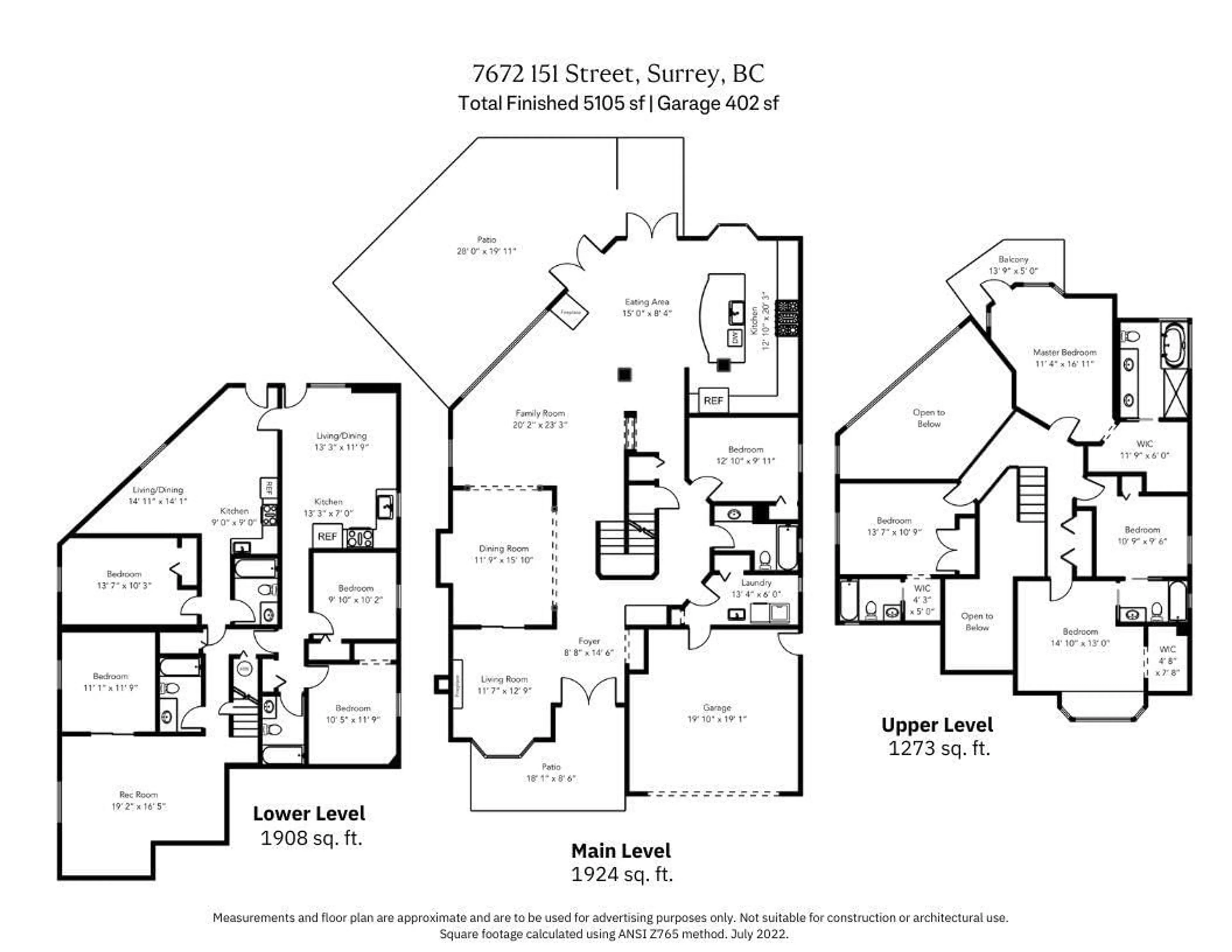 Floor plan for 7672 151 STREET, Surrey British Columbia V3S5P1