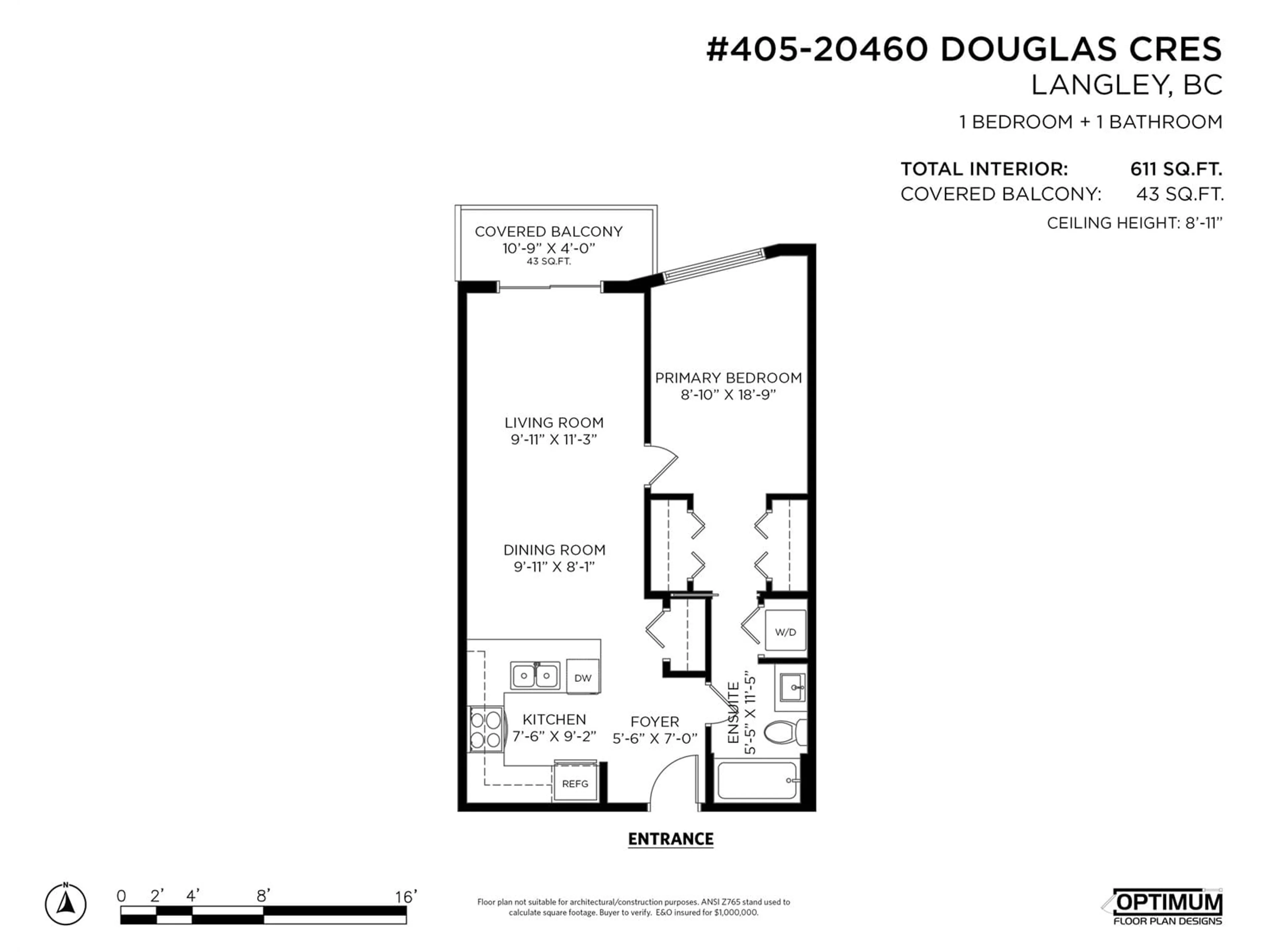 Floor plan for 405 20460 DOUGLAS CRESCENT, Langley British Columbia V3A0C6