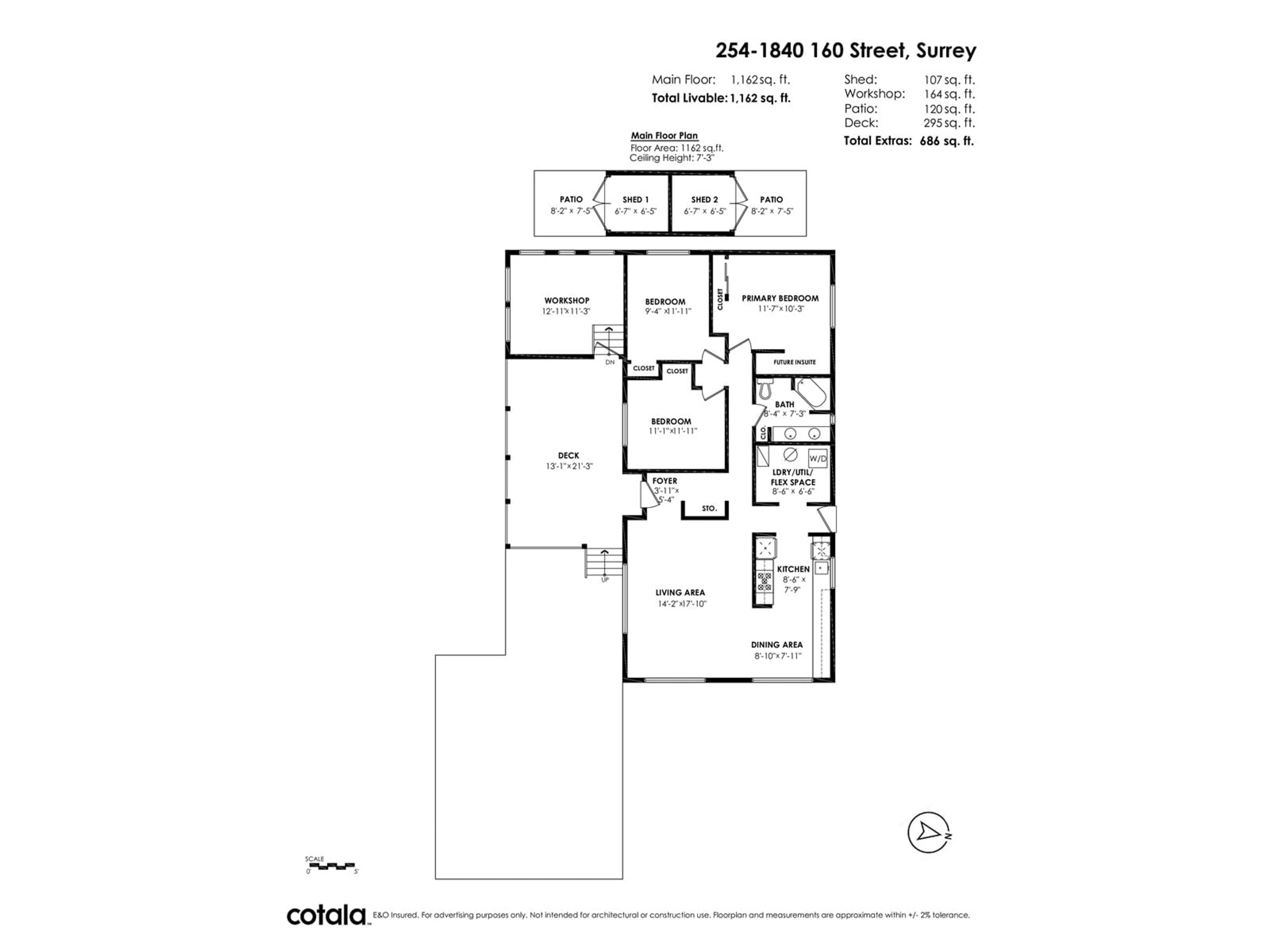 Floor plan for 254 1840 160 STREET, Surrey British Columbia V4A4X4