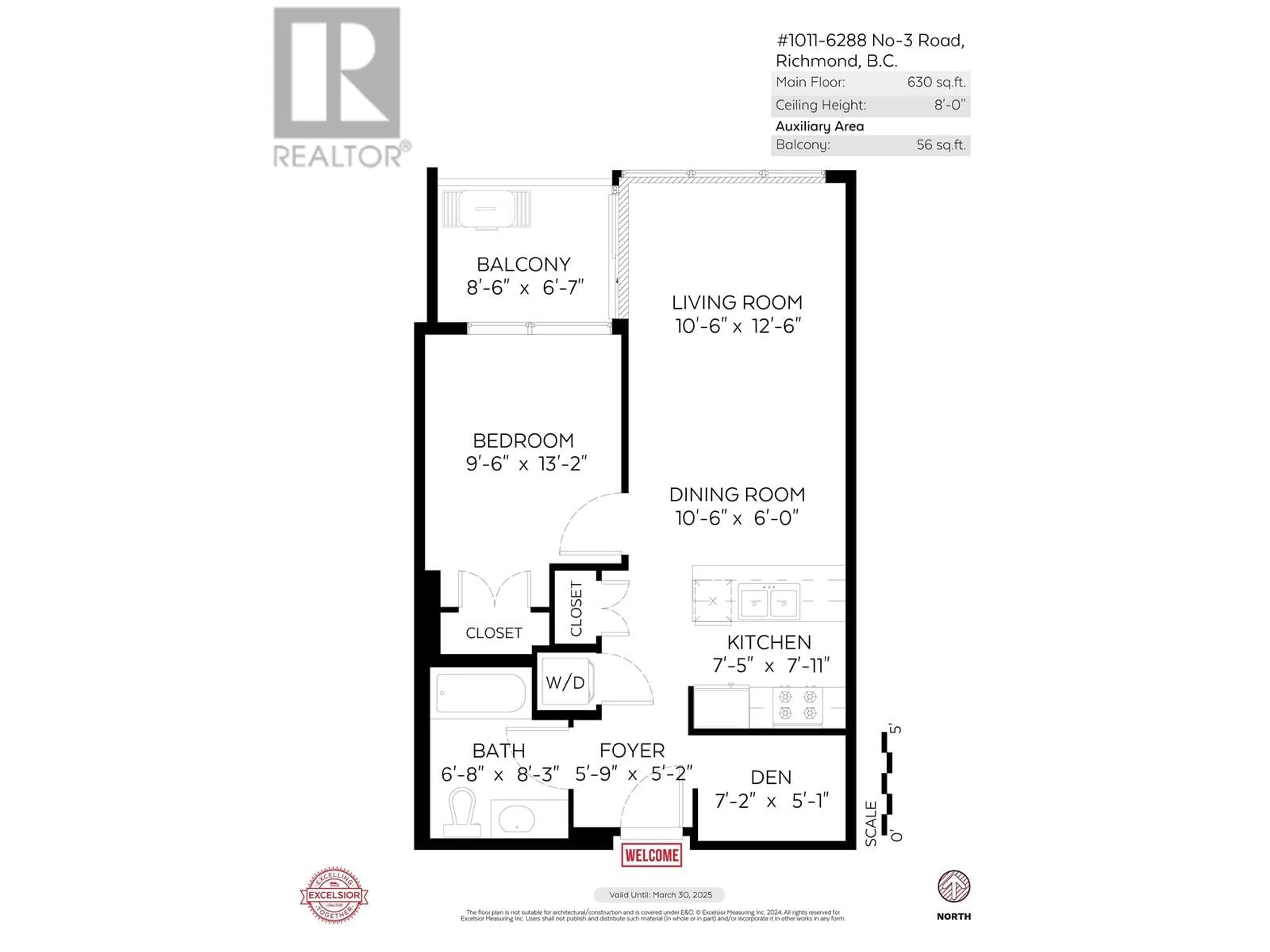 Floor plan for 1011 6288 NO. 3 ROAD, Richmond British Columbia V6Y0J4