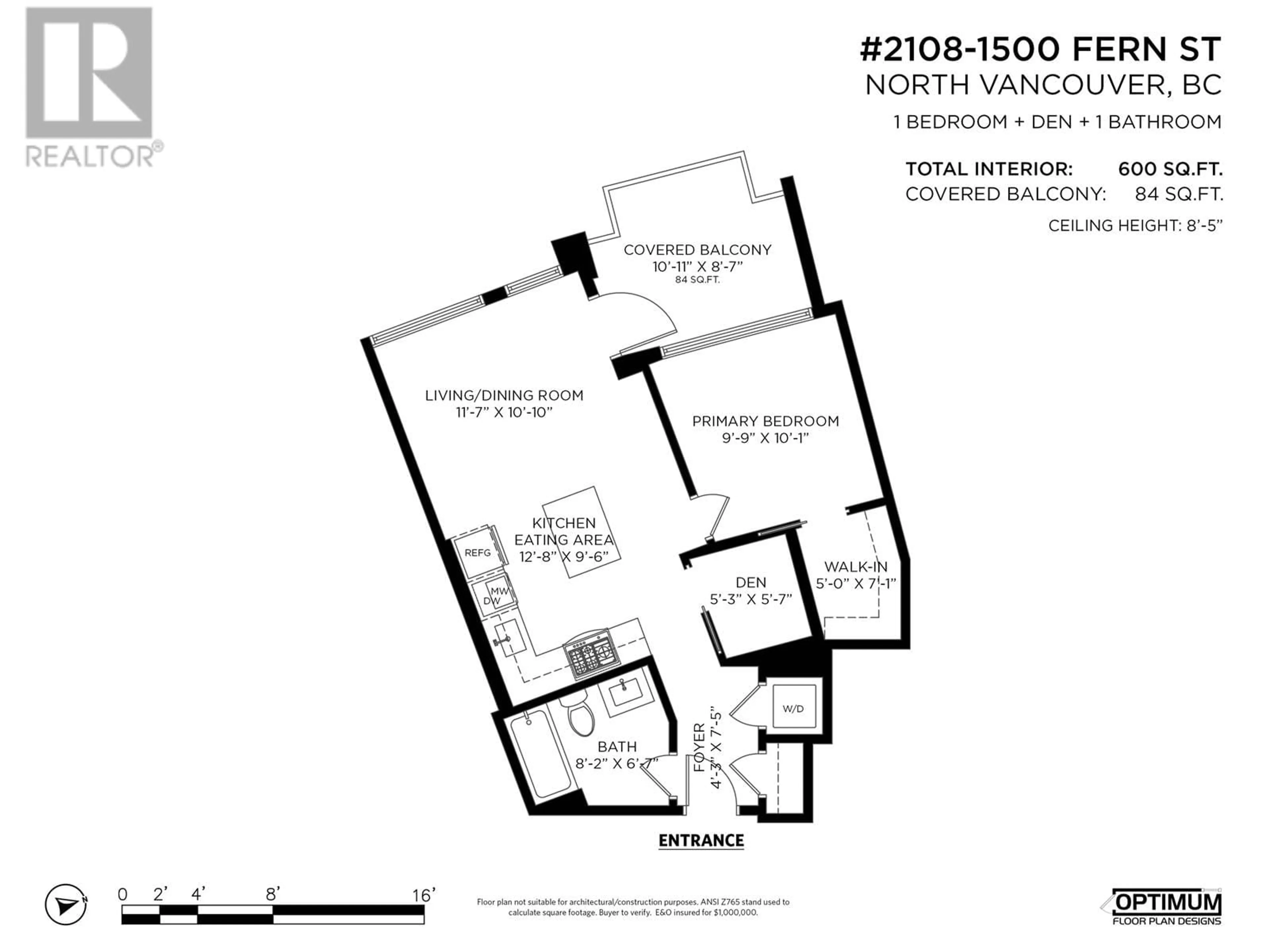 Floor plan for 2108 1500 FERN STREET, North Vancouver British Columbia V7J1H6