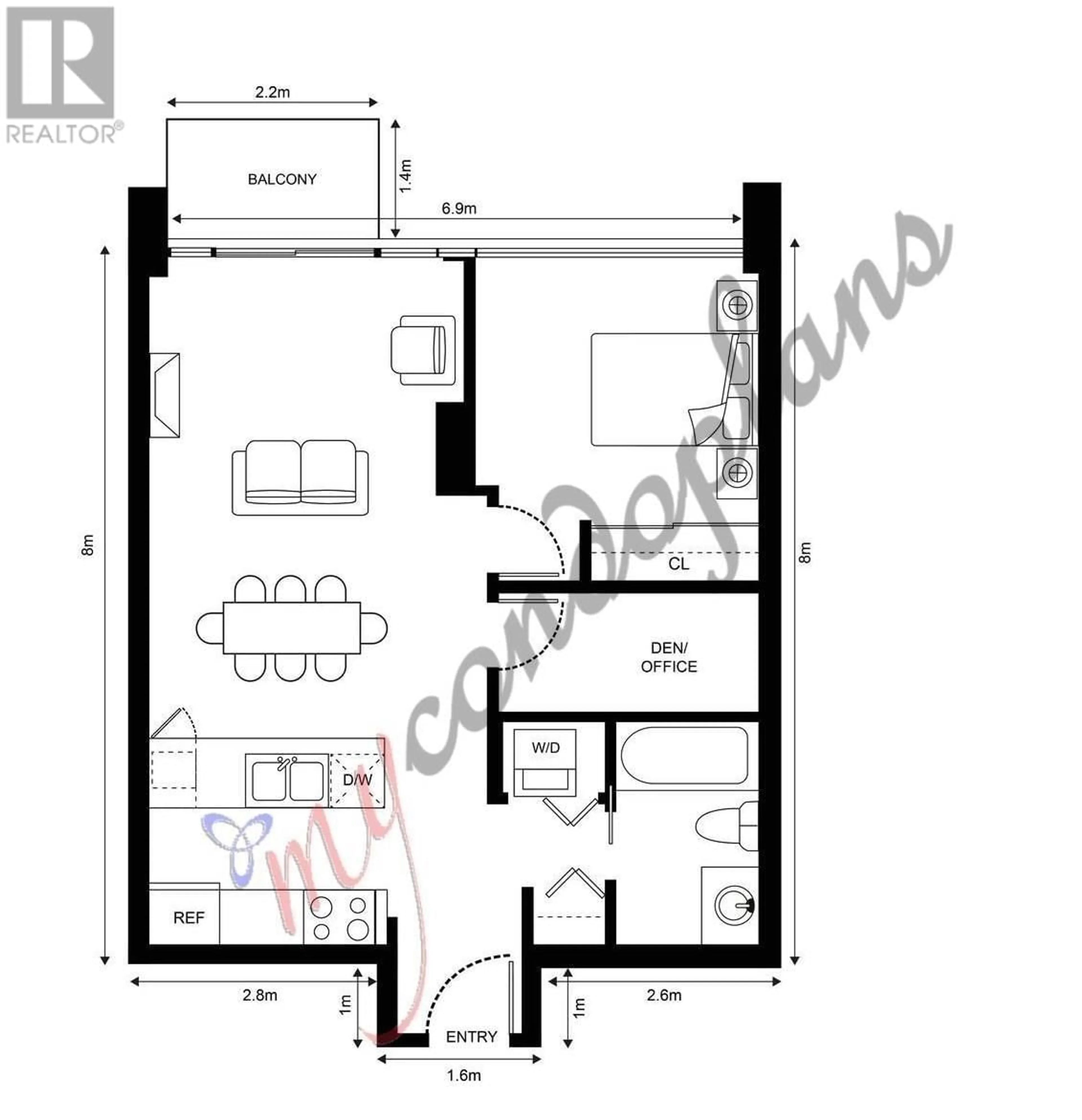 Floor plan for 1505 188 KEEFER PLACE, Vancouver British Columbia V6B0J1