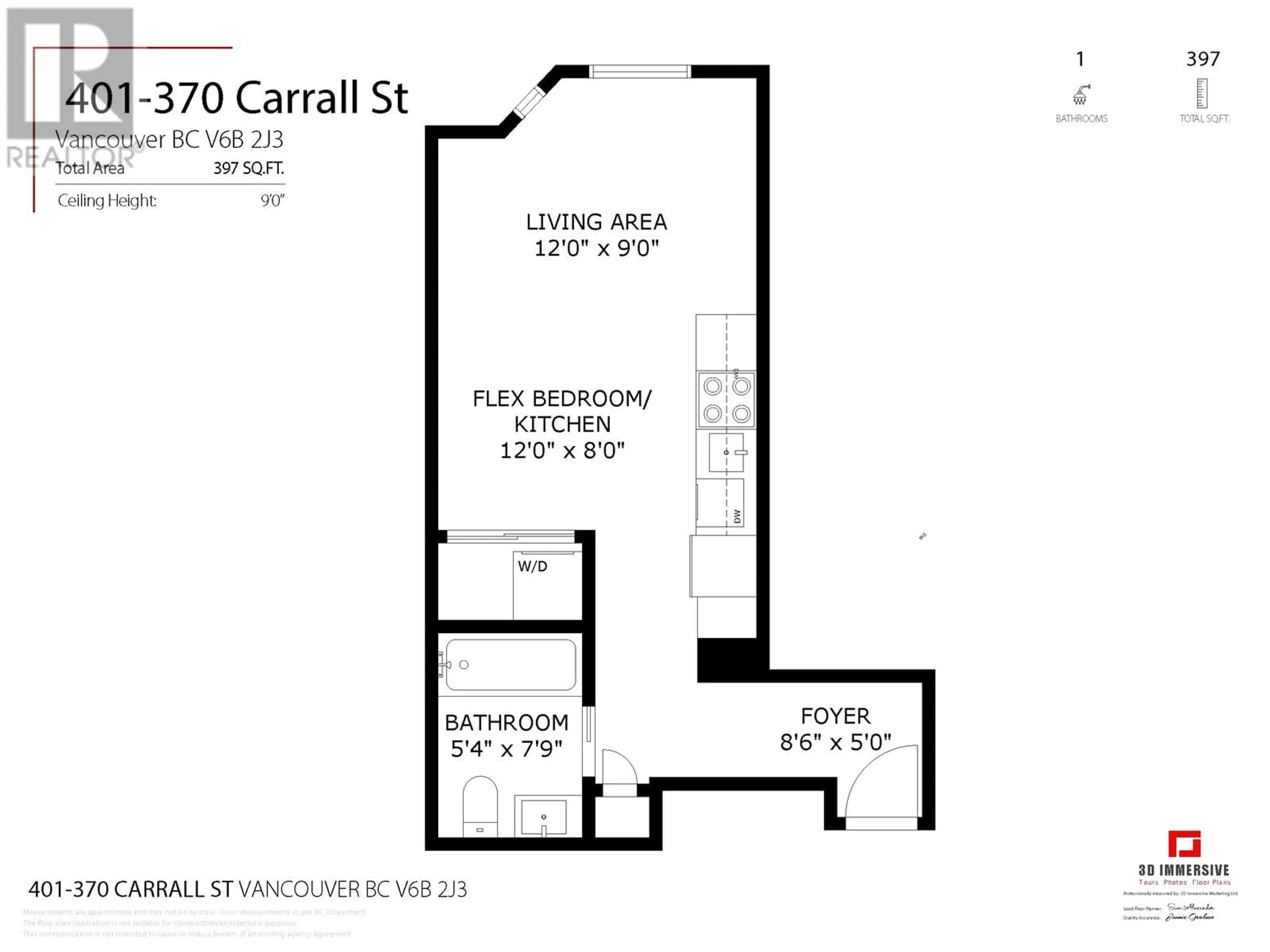 Floor plan for 401 370 CARRALL STREET, Vancouver British Columbia V6B2J3