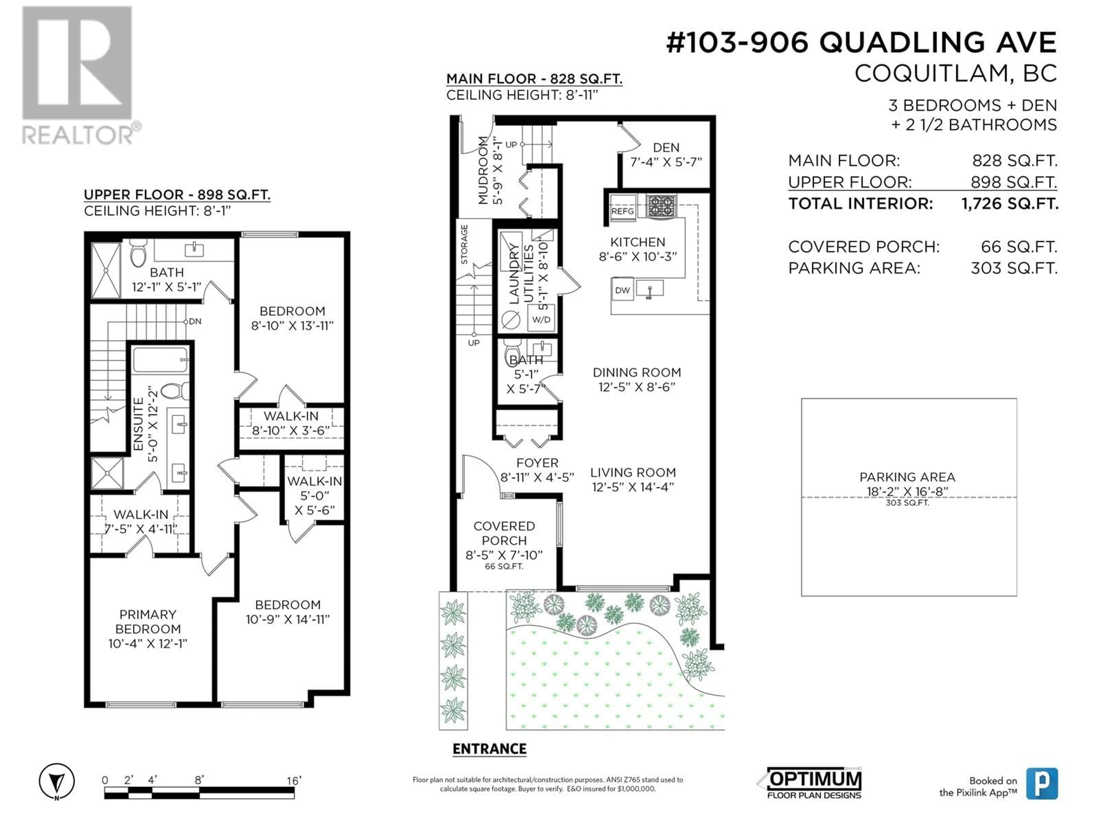 Floor plan for 103 906 QUADLING AVENUE, Coquitlam British Columbia V3K2A5