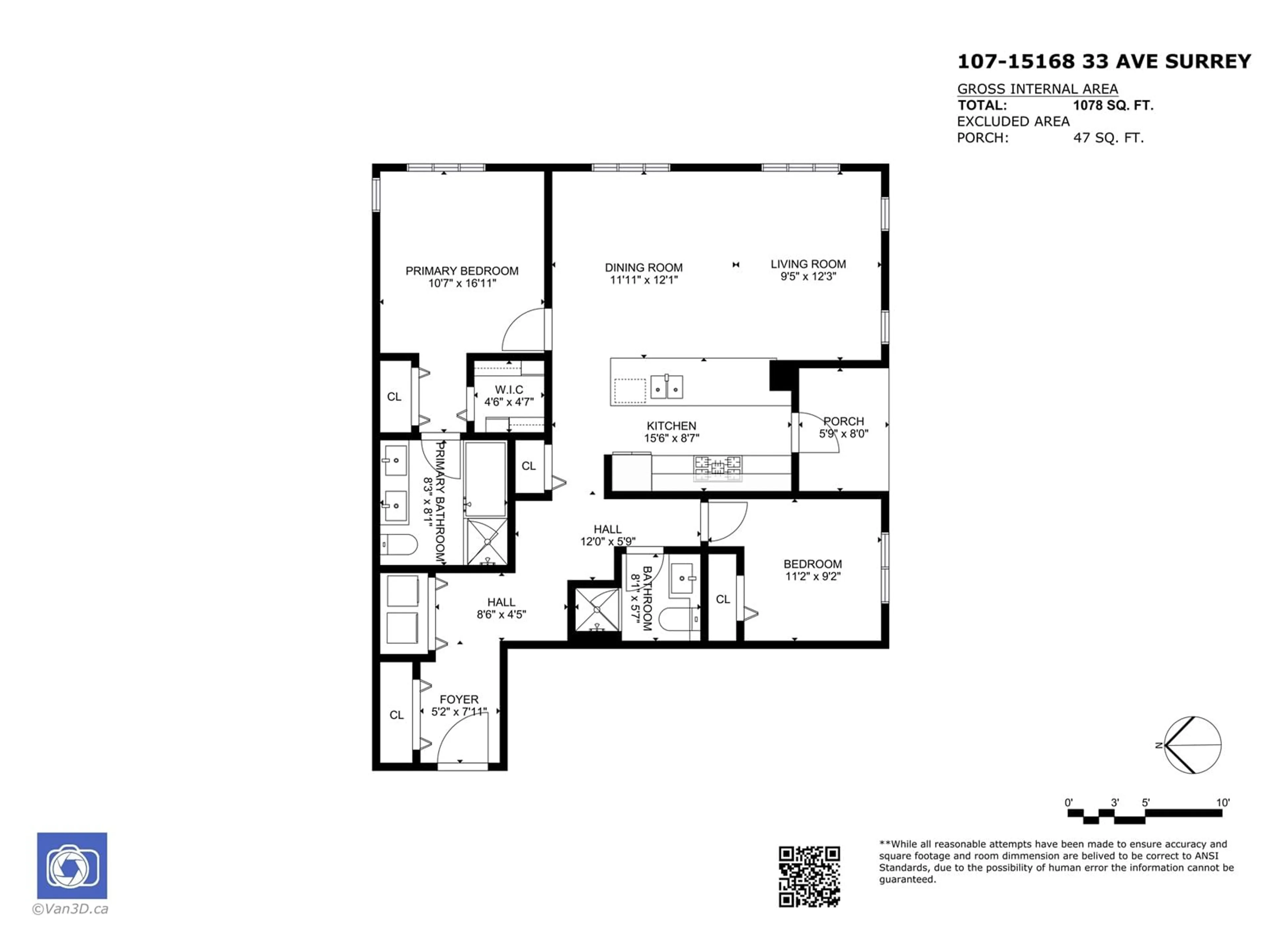 Floor plan for 107 15168 33 AVENUE, Surrey British Columbia V3Z0N7