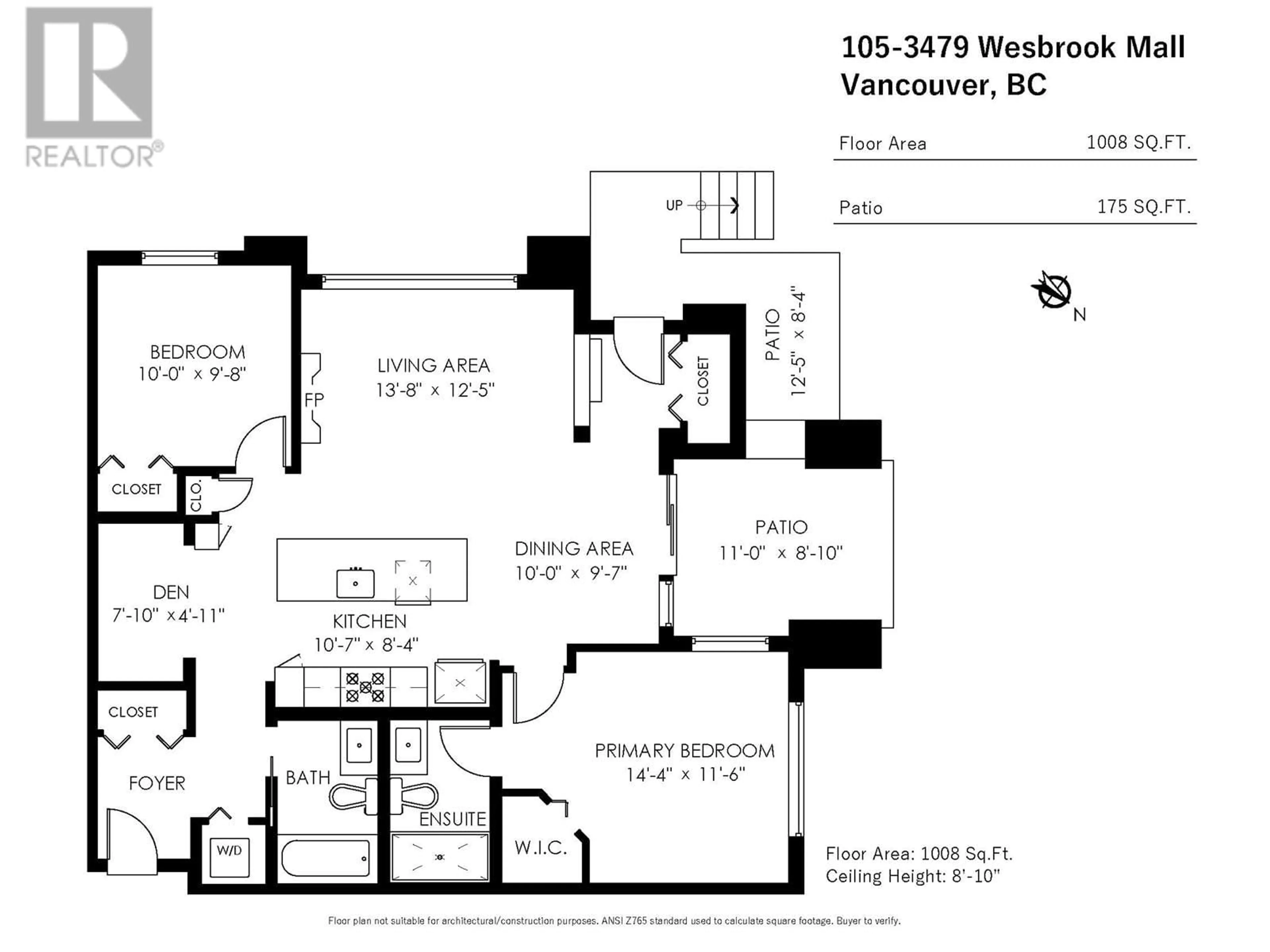 Floor plan for 105 3479 WESBROOK MALL, Vancouver British Columbia V6S0B7