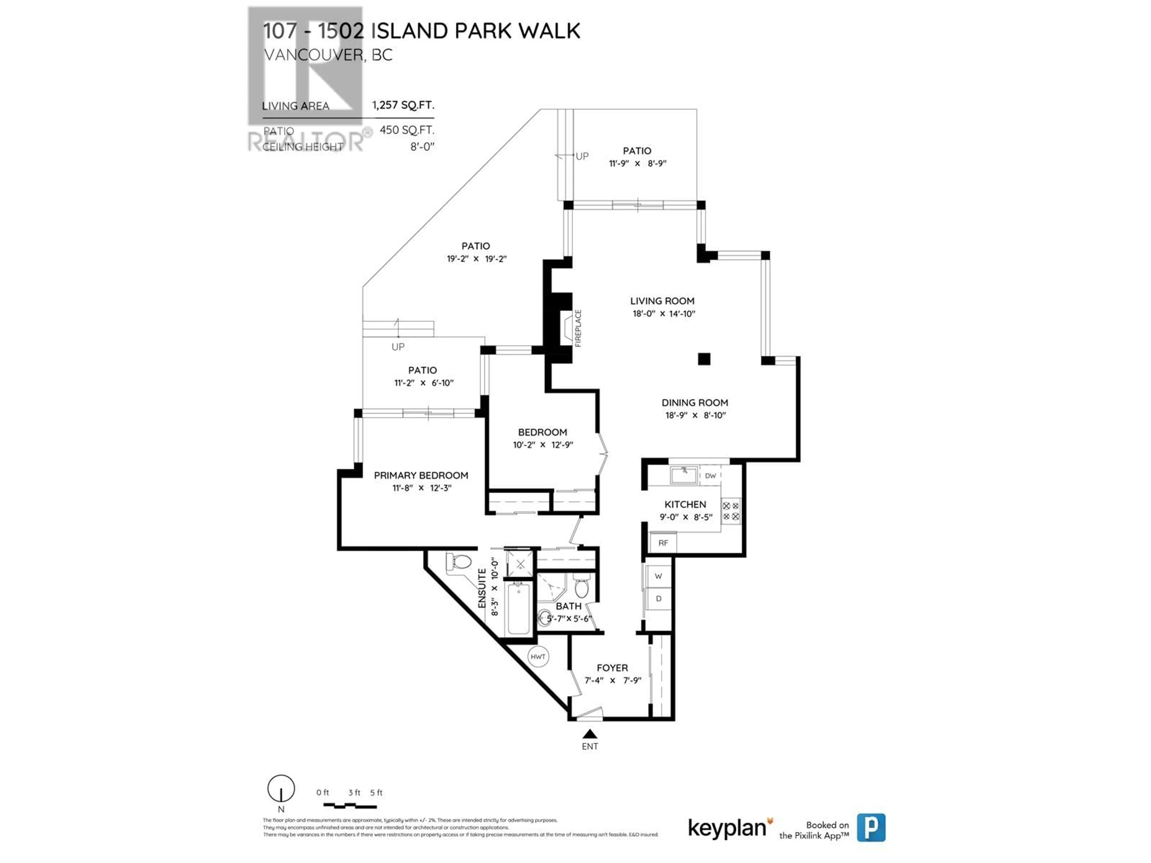 Floor plan for 107 1502 ISLAND PARK WALK, Vancouver British Columbia V6H3Z8