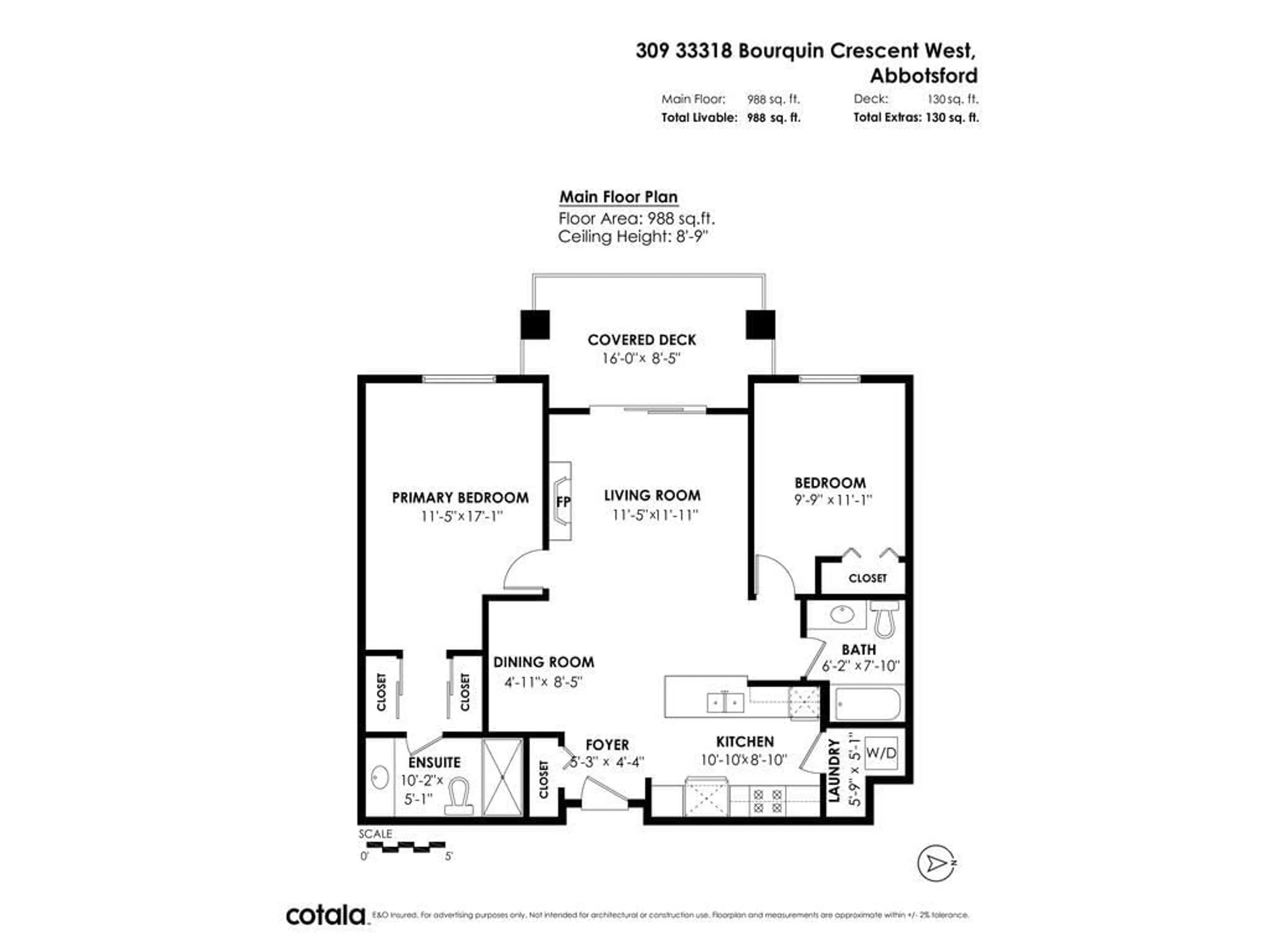 Floor plan for 309 33318 E BOURQUIN CRESCENT, Abbotsford British Columbia V2S0A6