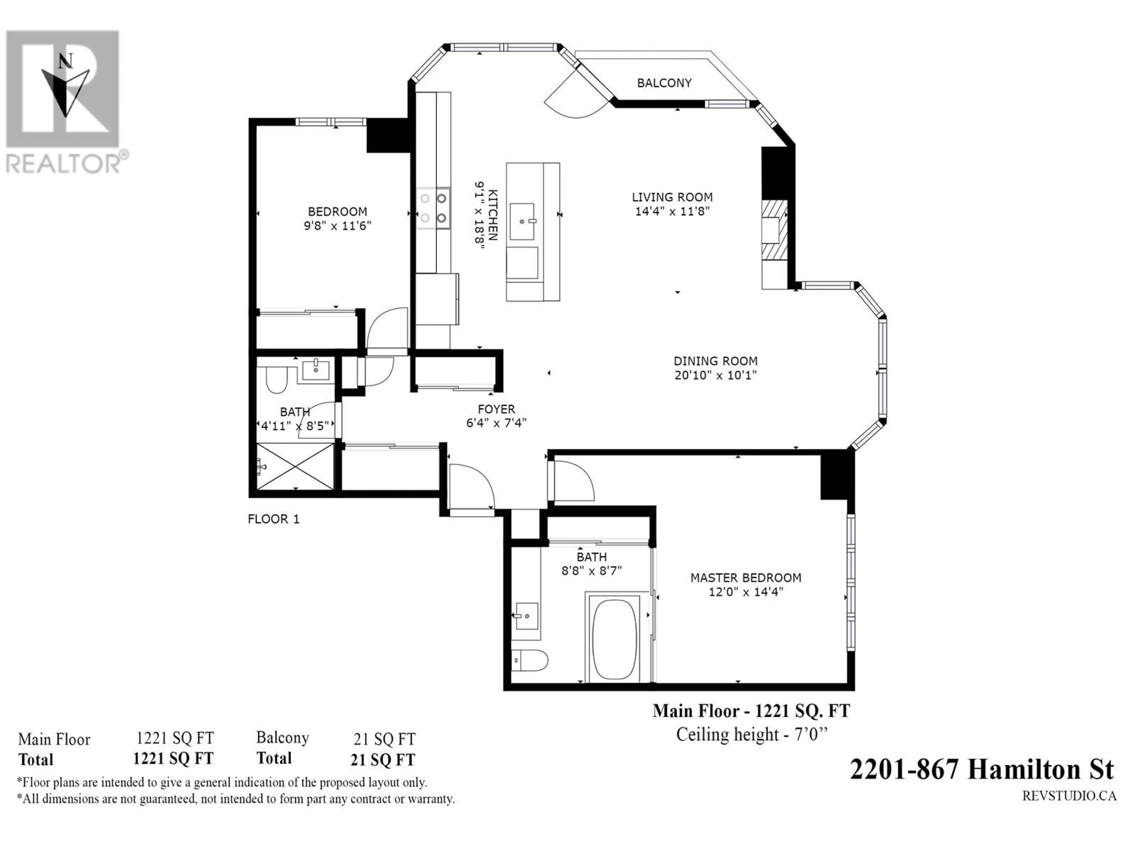 Floor plan for 2201 867 HAMILTON STREET, Vancouver British Columbia V6B6B7