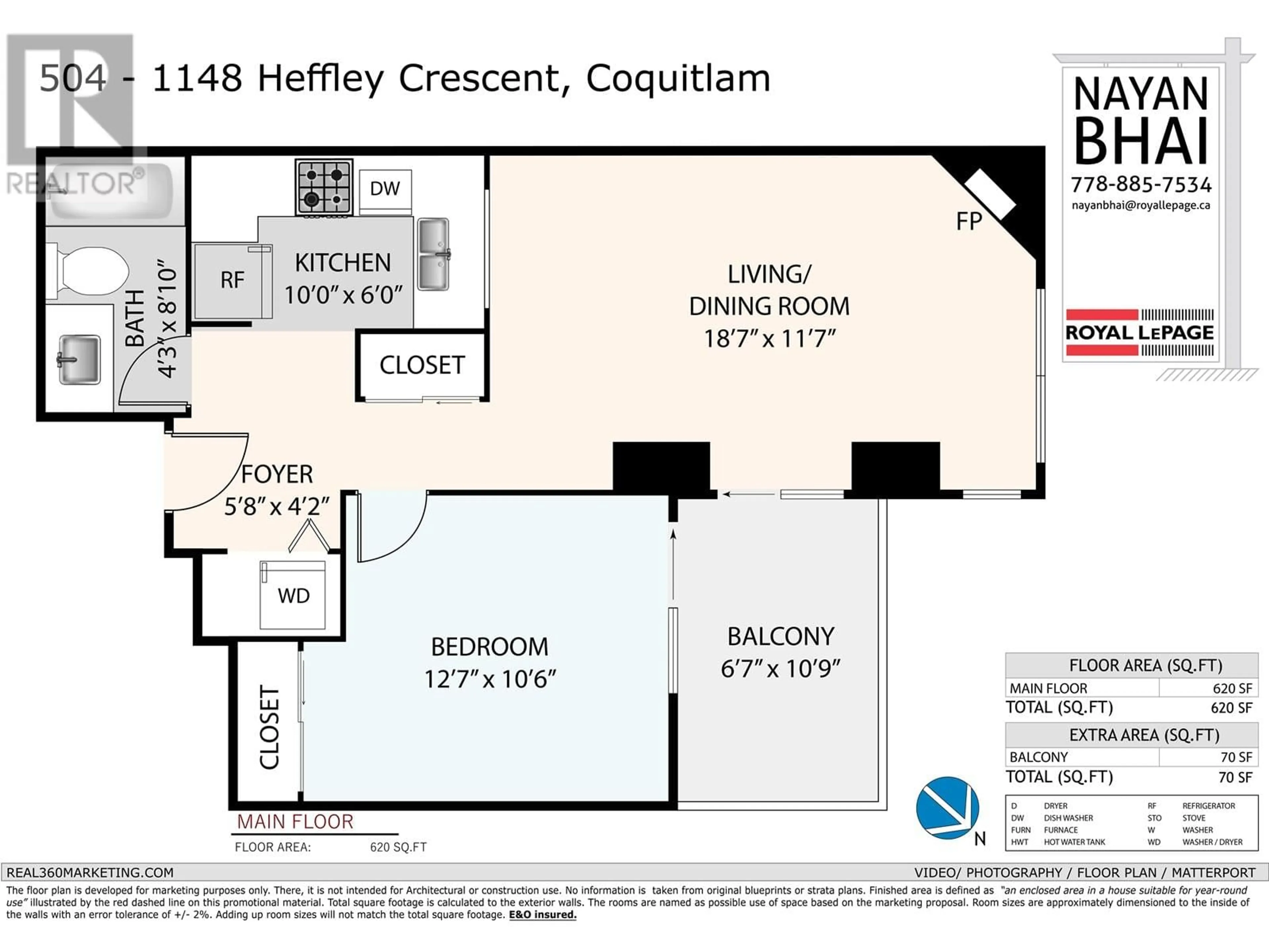 Floor plan for 504 1148 HEFFLEY CRESCENT, Coquitlam British Columbia V3B8A6