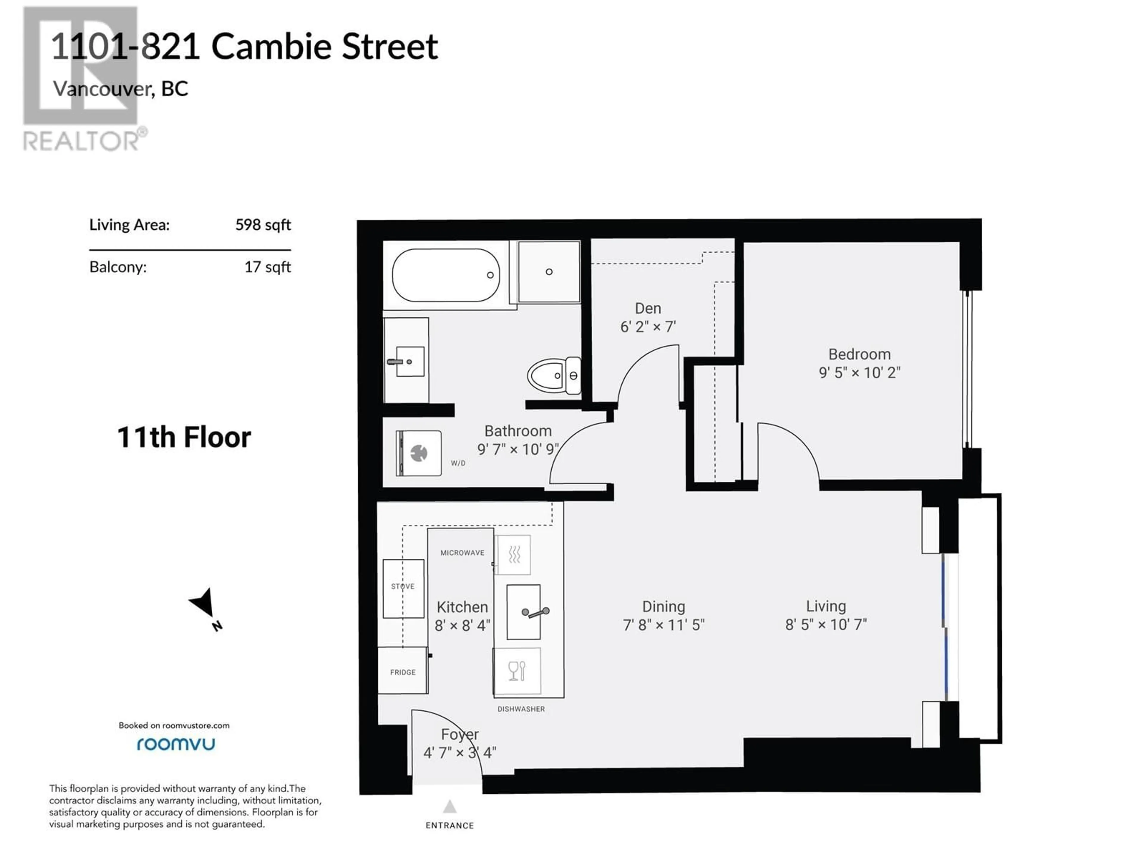 Floor plan for 1101 821 CAMBIE STREET, Vancouver British Columbia V6B0E3