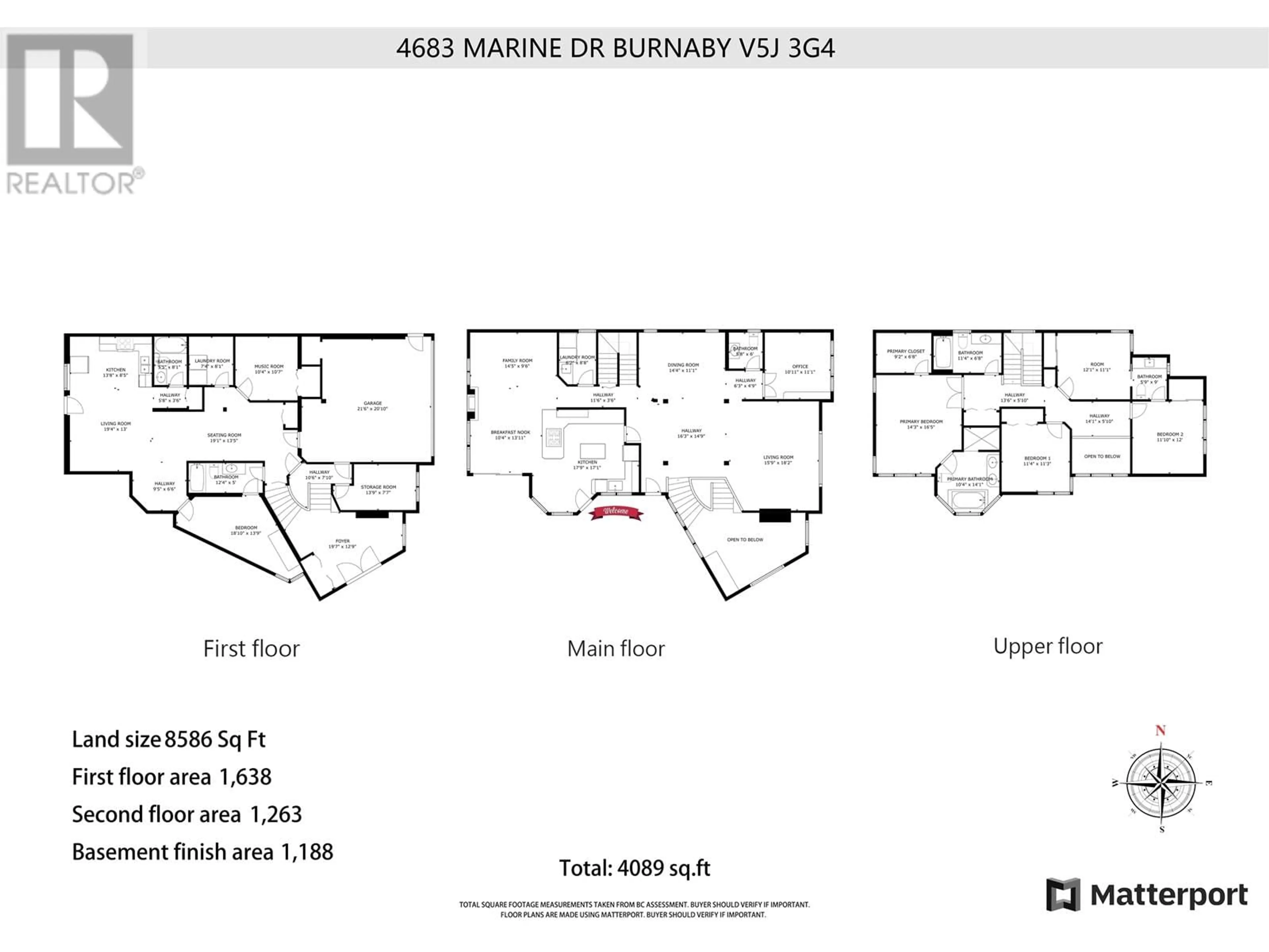 Floor plan for 4683 MARINE DRIVE, Burnaby British Columbia V5J3G4