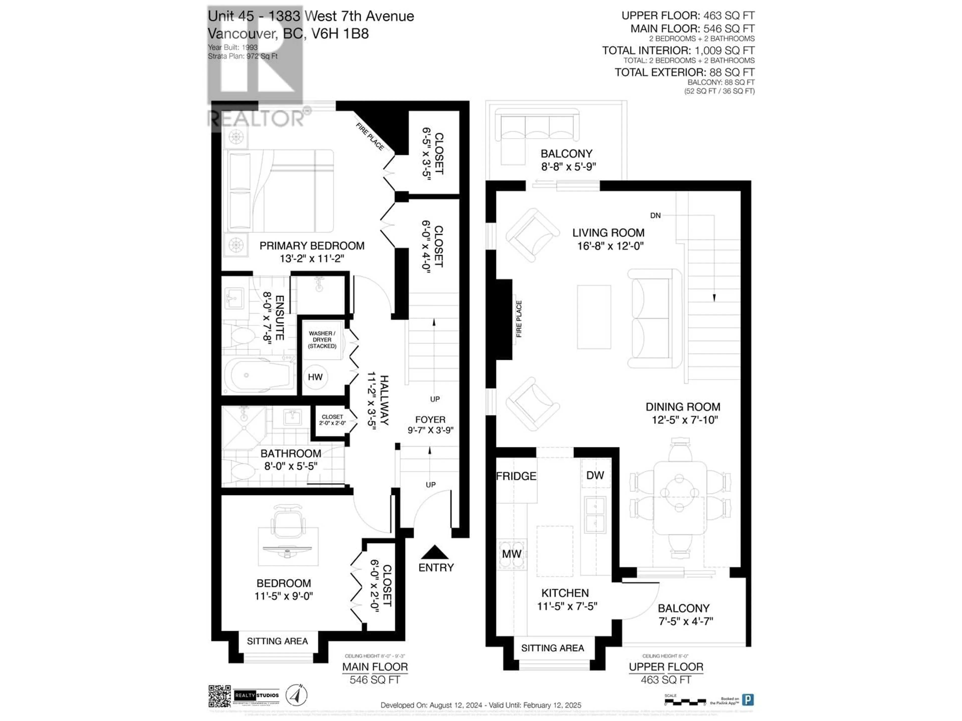 Floor plan for 45 1383 W 7TH AVENUE, Vancouver British Columbia V6H1B8