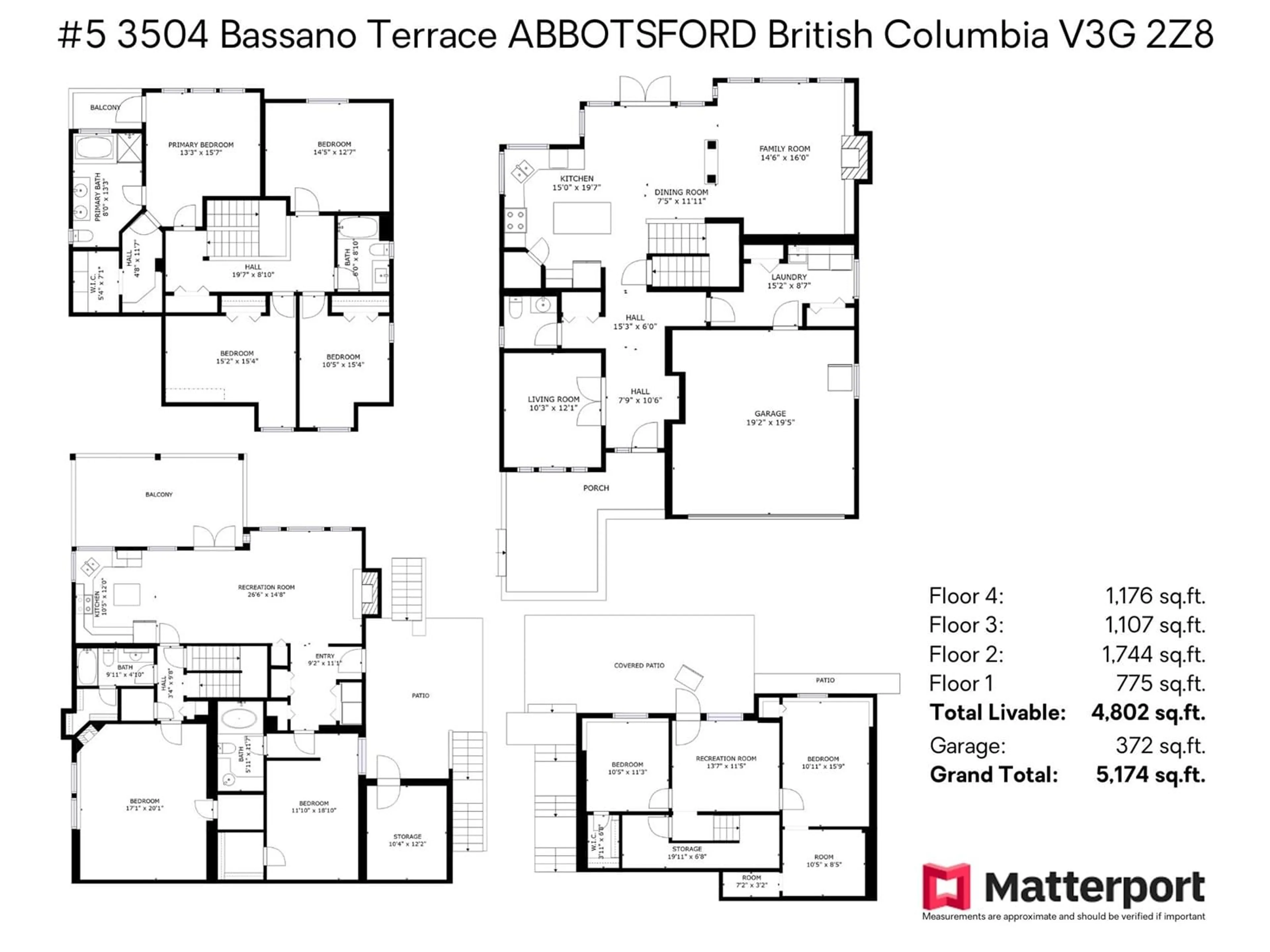 Floor plan for 5 3504 BASSANO TERRACE, Abbotsford British Columbia V3G2Z8