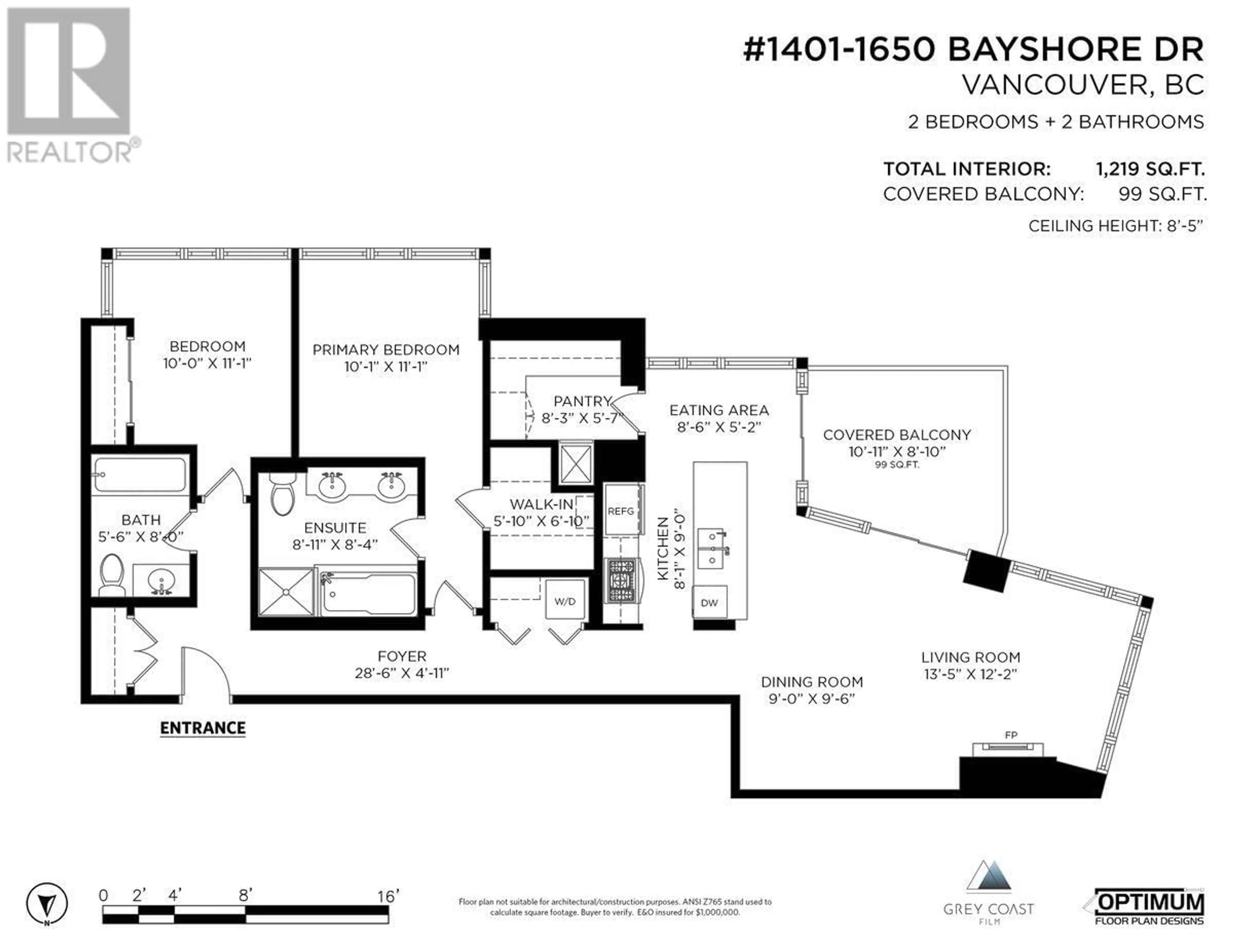 Floor plan for 1401 1650 BAYSHORE DRIVE, Vancouver British Columbia V6G3H3