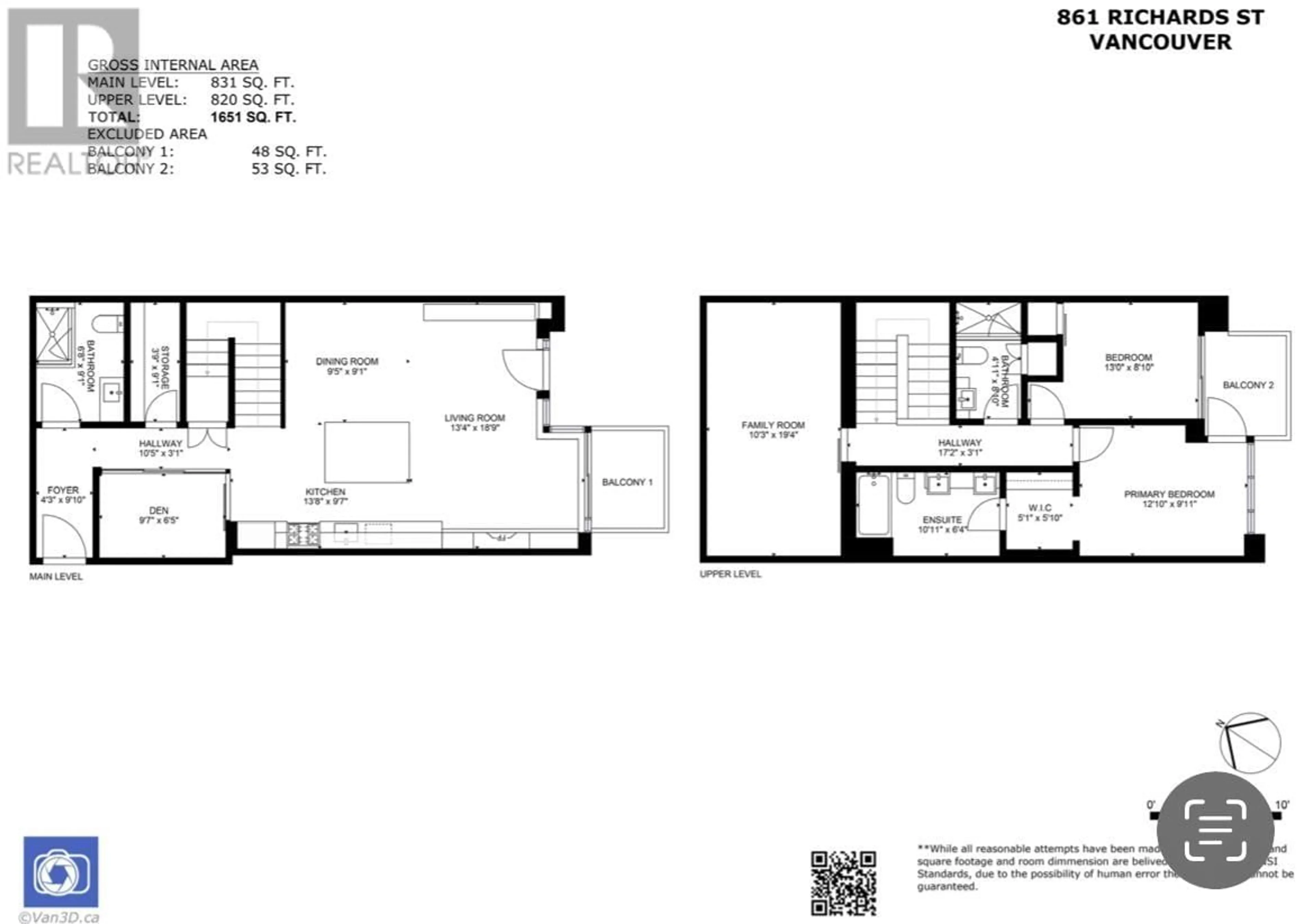 Floor plan for 861 RICHARDS STREET, Vancouver British Columbia V6B3B4