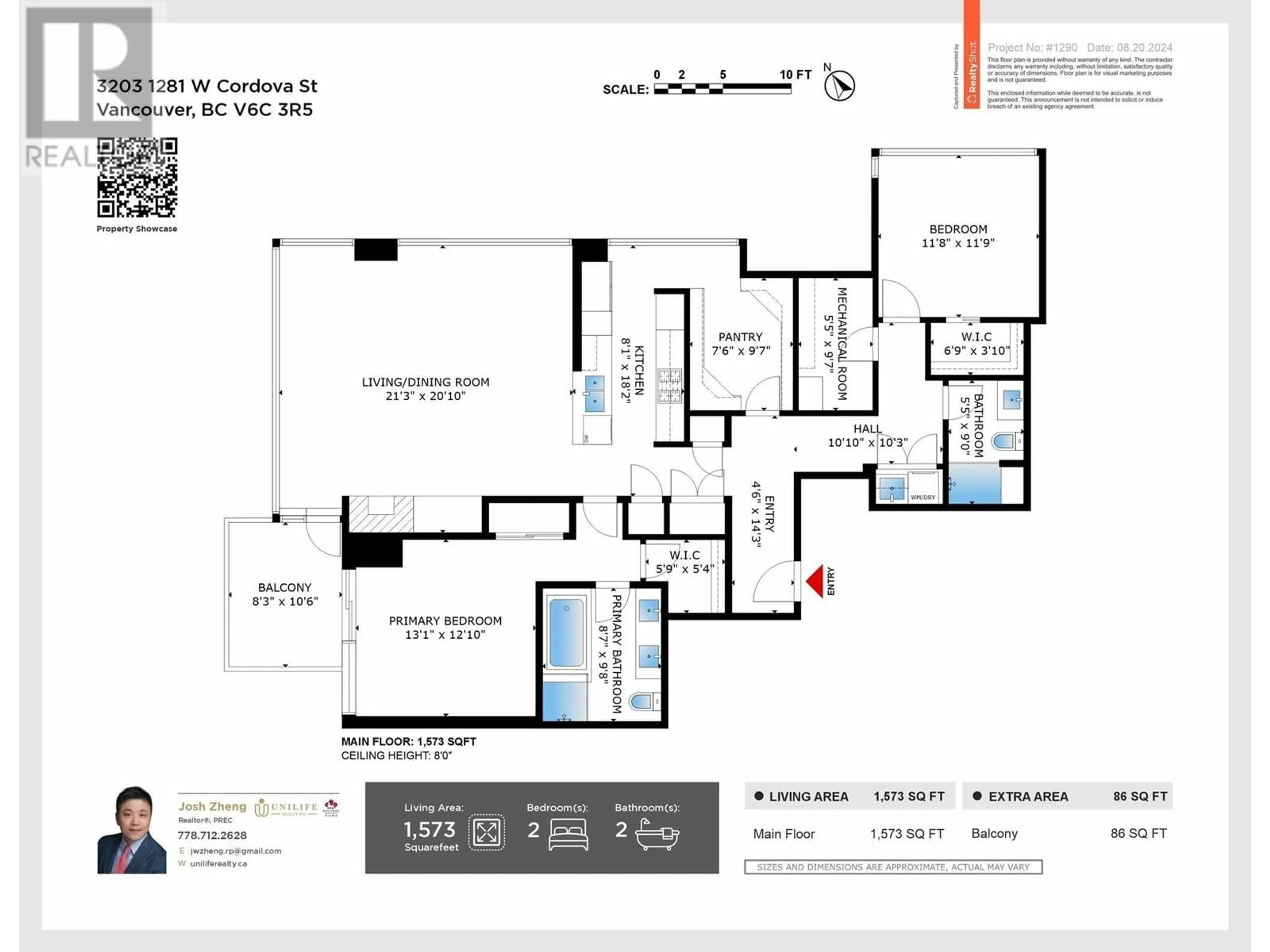 Floor plan for 3203 1281 W CORDOVA STREET, Vancouver British Columbia V6C3R5