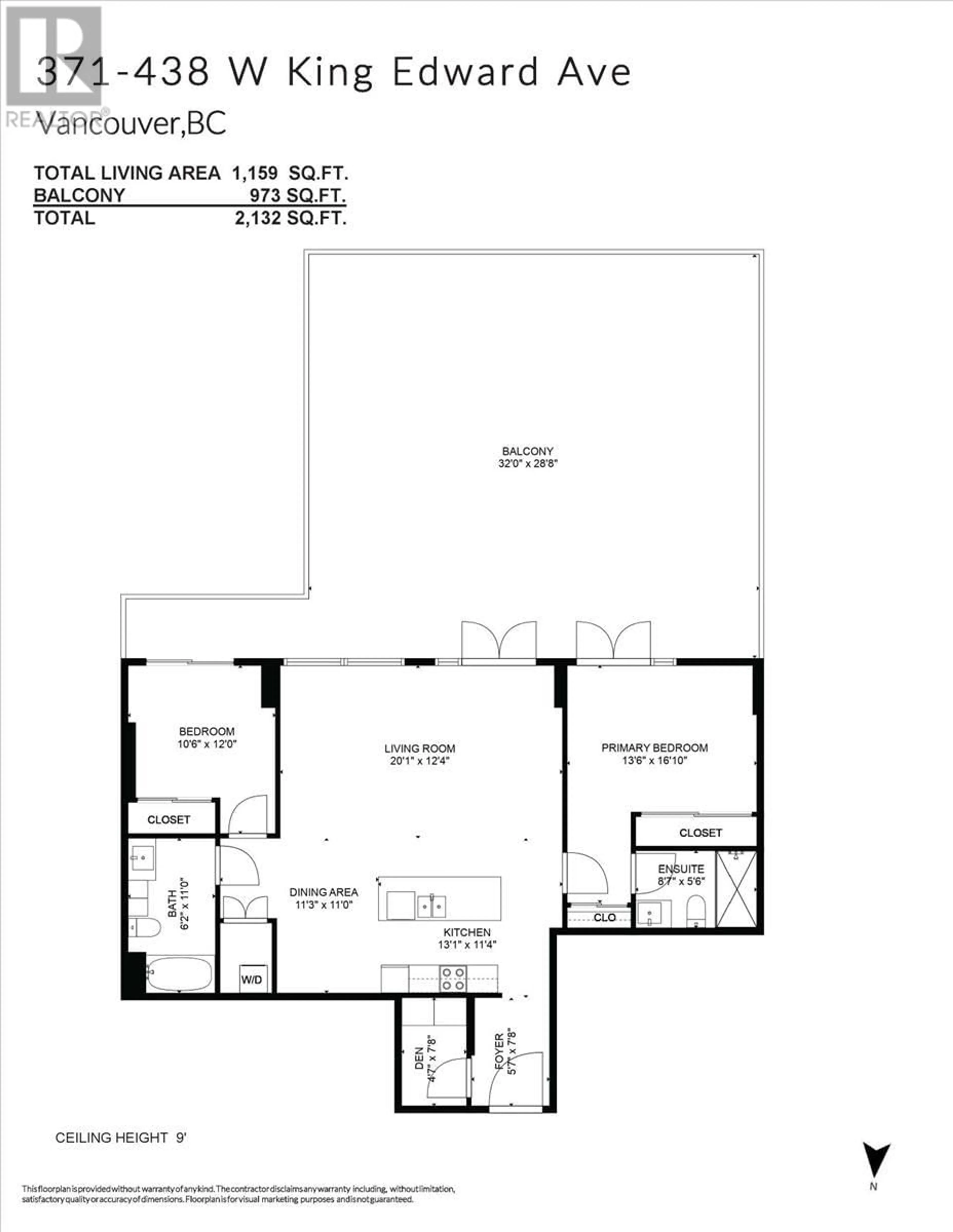 Floor plan for 371 438 W KING EDWARD AVENUE, Vancouver British Columbia V5Y0M5